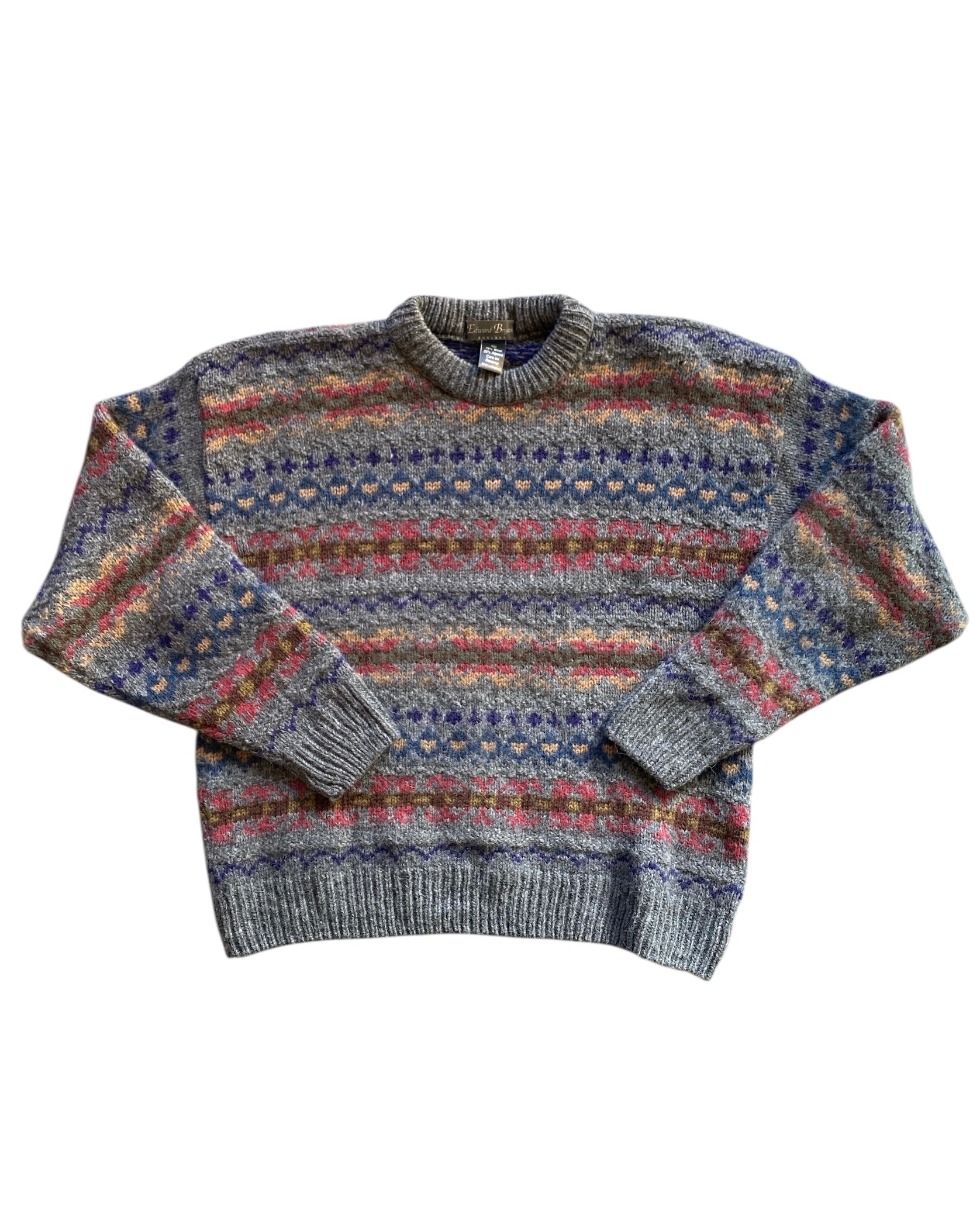 gray edward bryant striped knit sweater, xl