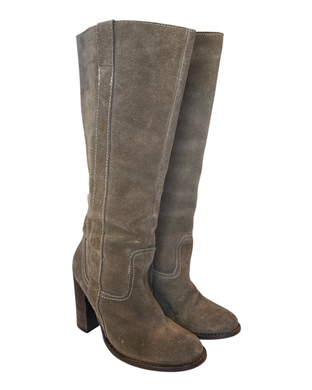 brown steve madden suede heeled boots, 7