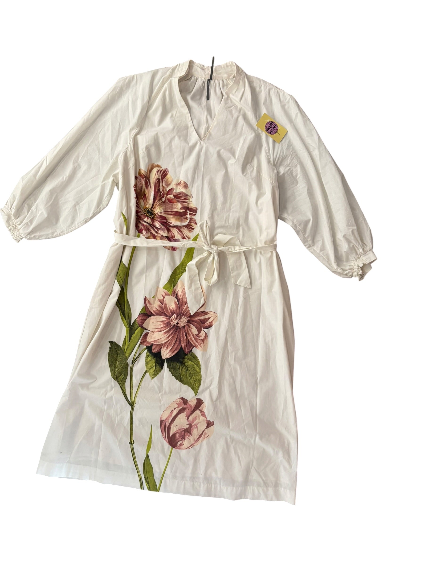 white pink anthropologie ls maxi floral dress, 1x