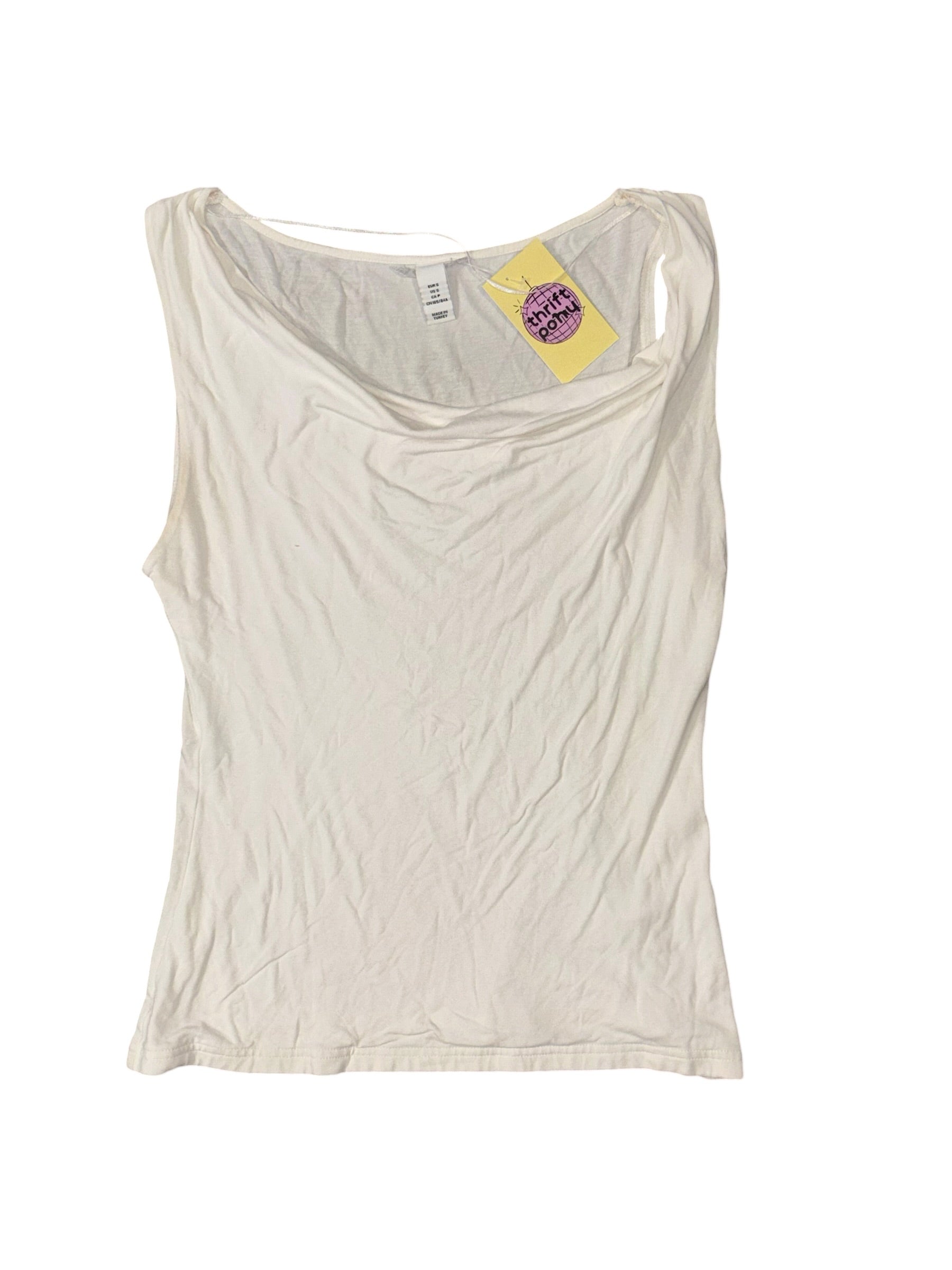 white h&m cowl neck top, s