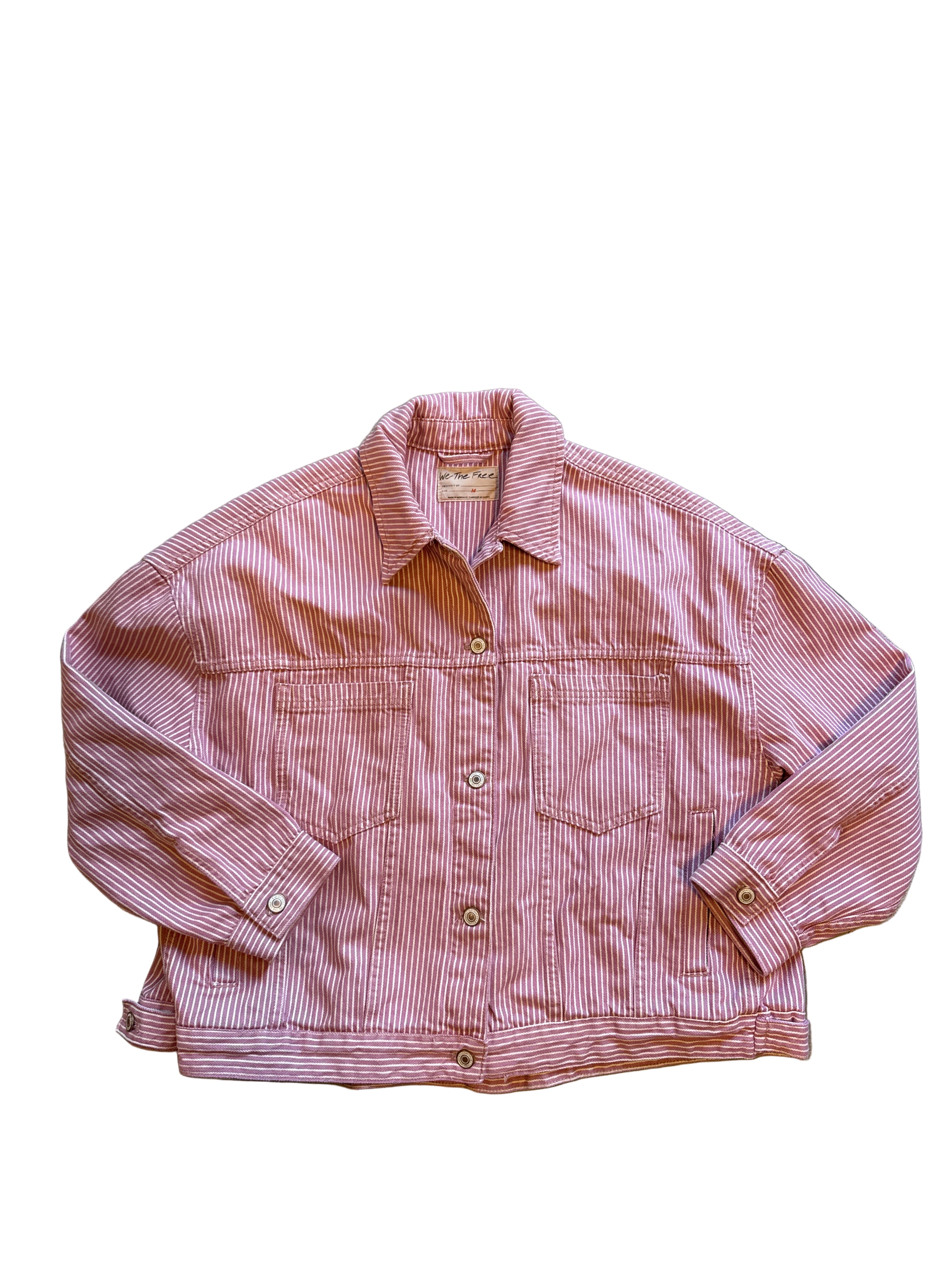 White red Free people Stripped jean jacket, M