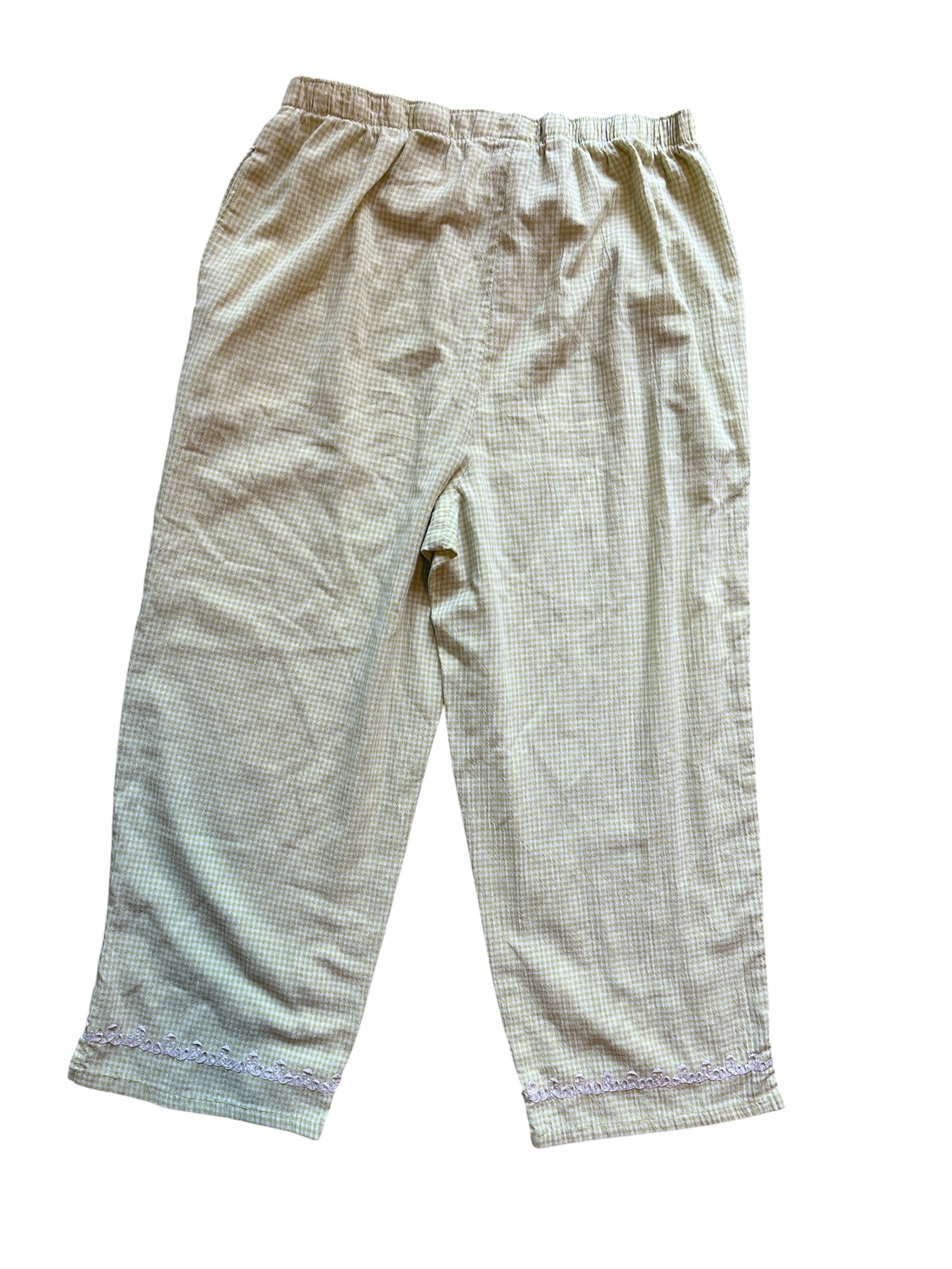 green koret gingham pants, m