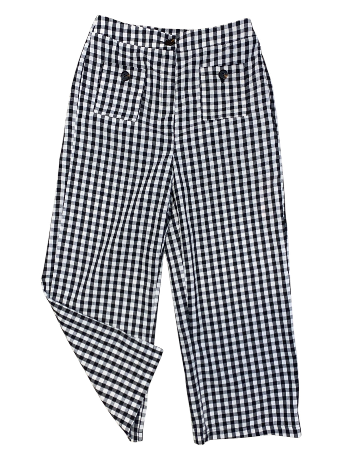 black white lacrebo gingham wide leg pants, s