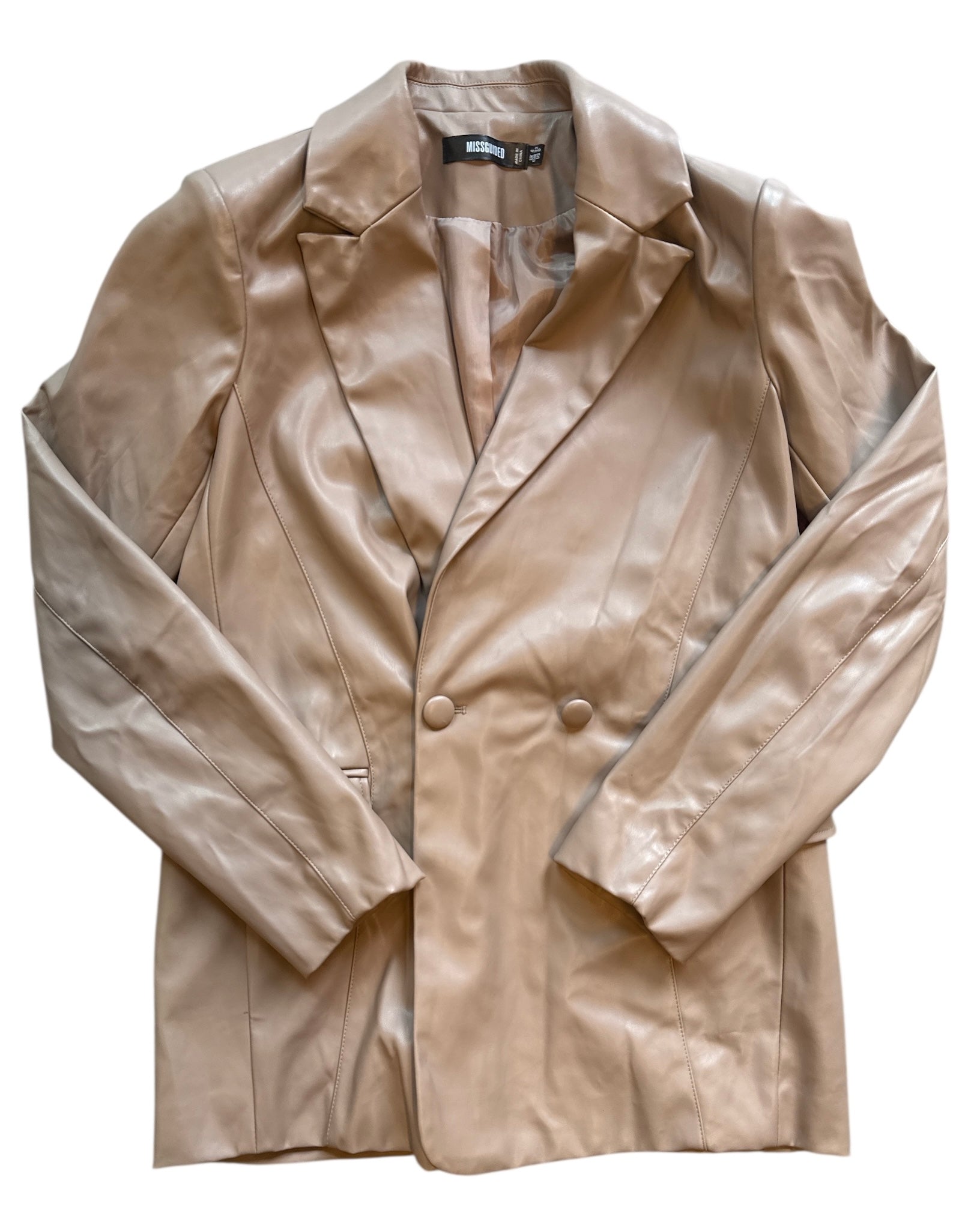 Tan Missguided Pleather blazer, 0