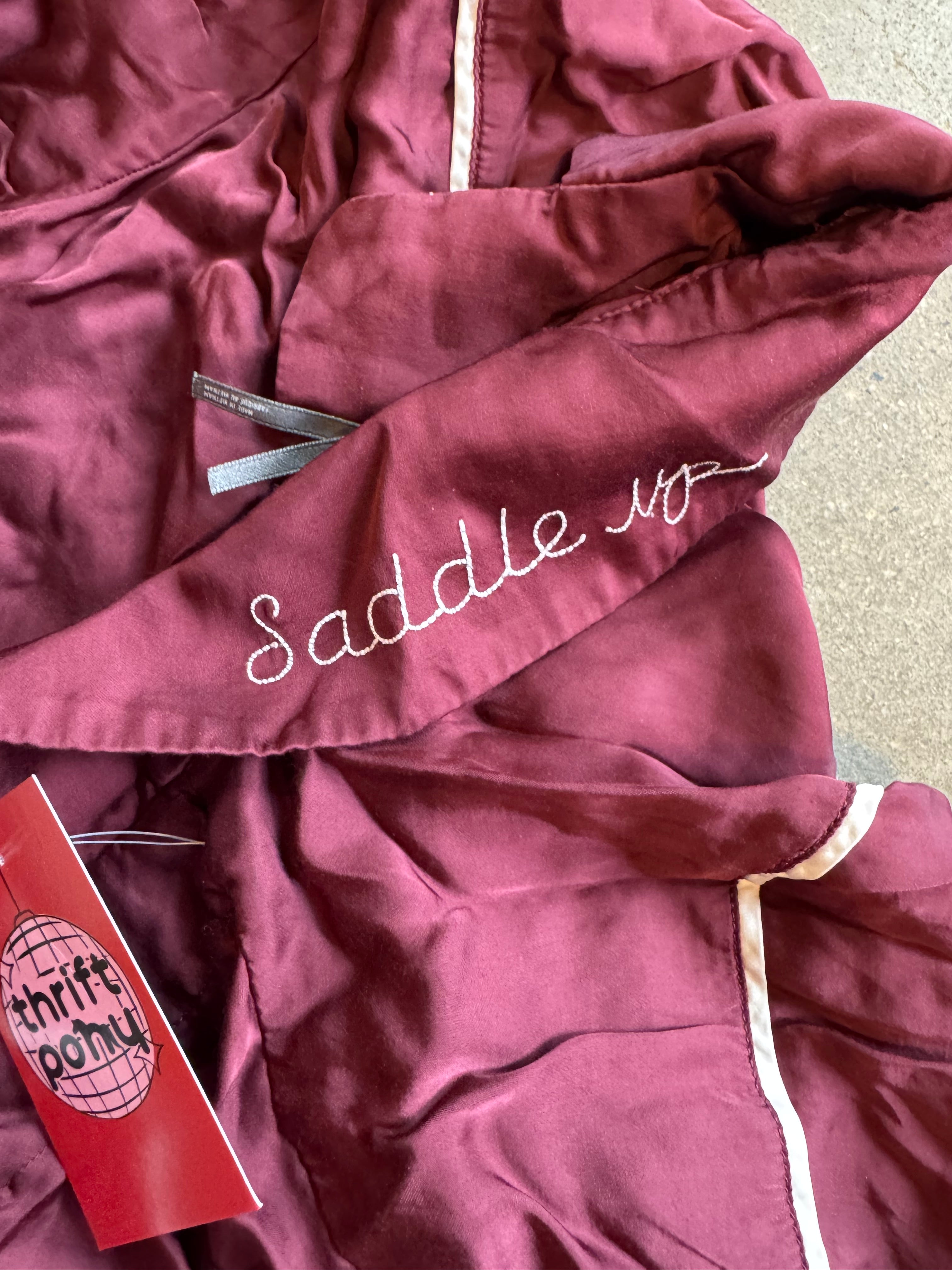 maroon anthropologie saddle up jammies, XS