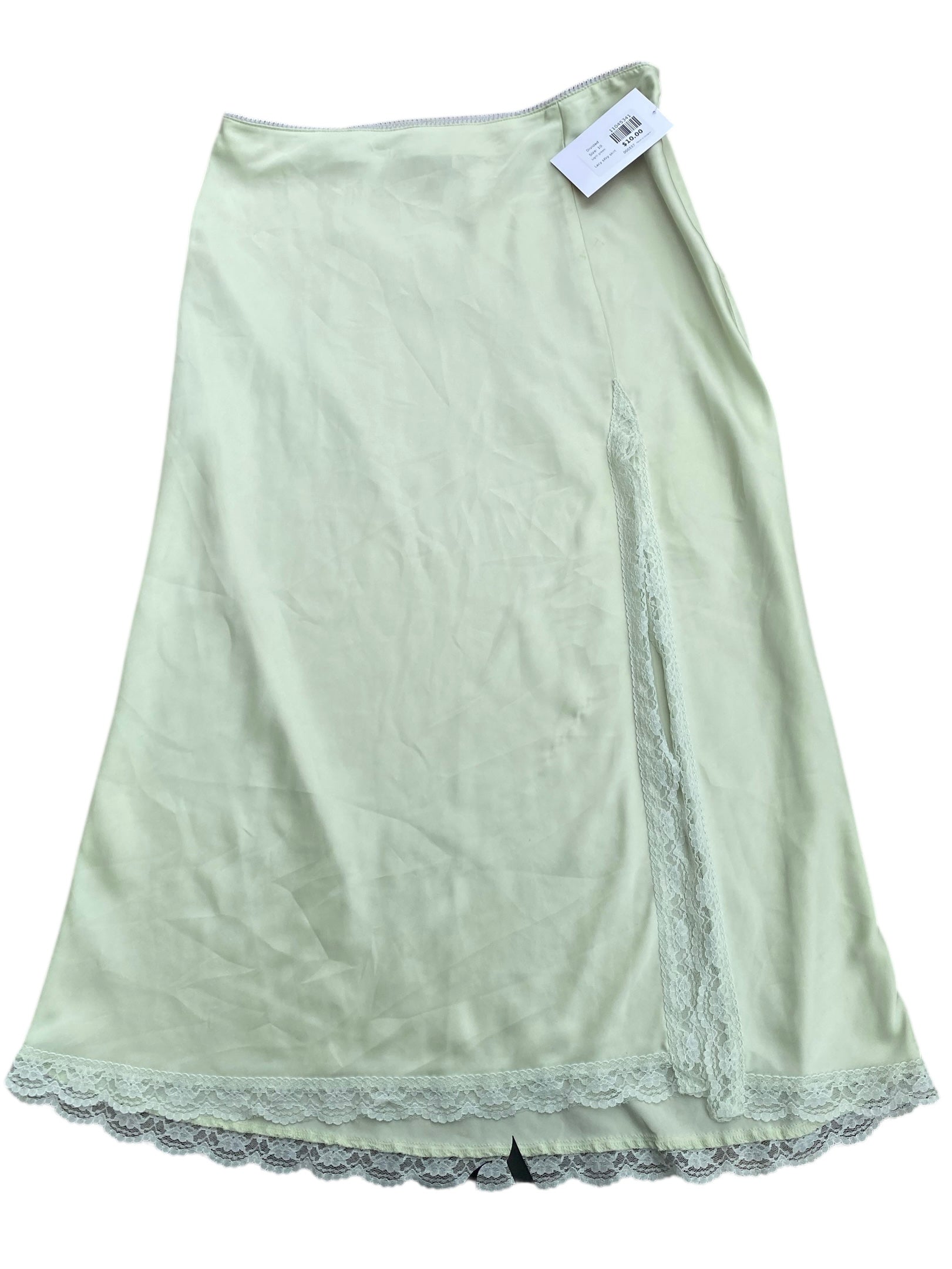 Light green Divided Lacy silky skirt, 10