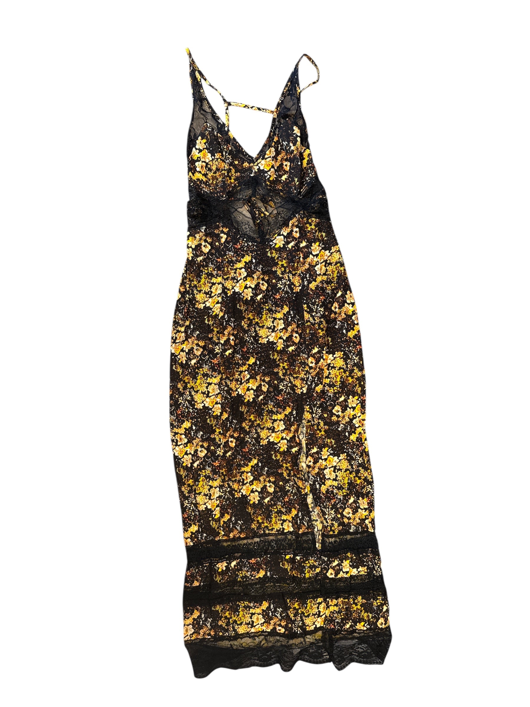 black yellow urban outfitters NWT floral lace cut out dress, s