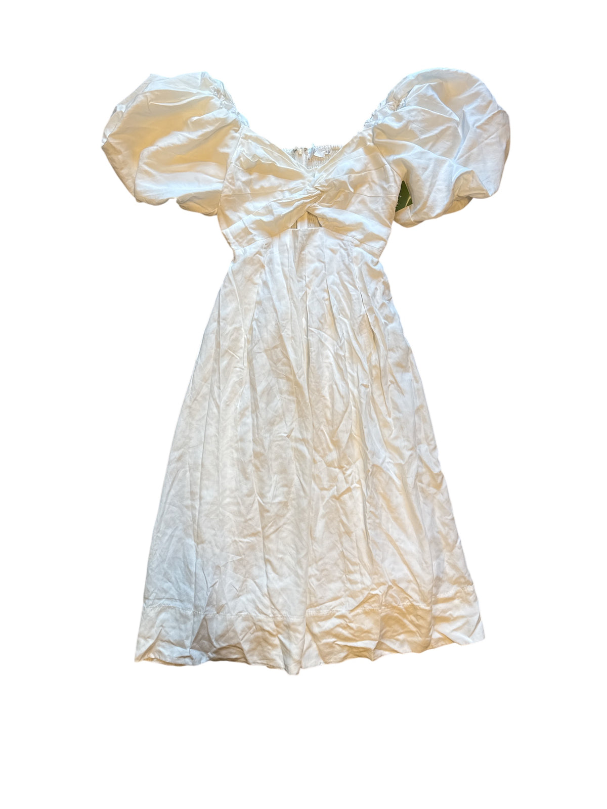 white astr puff sleeve midi dress, m