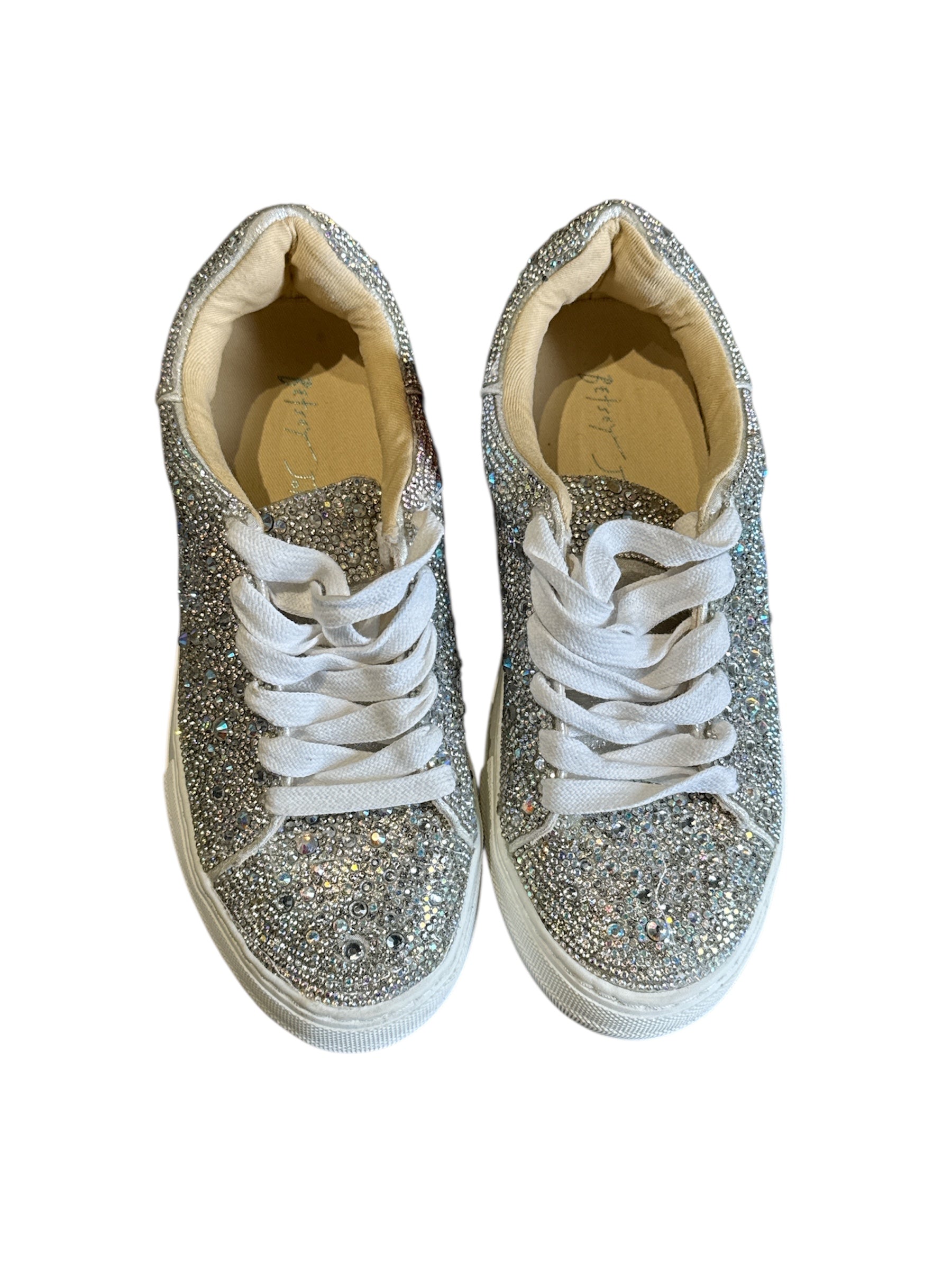 silver blue betsy johnson sparkly sneakers, 5