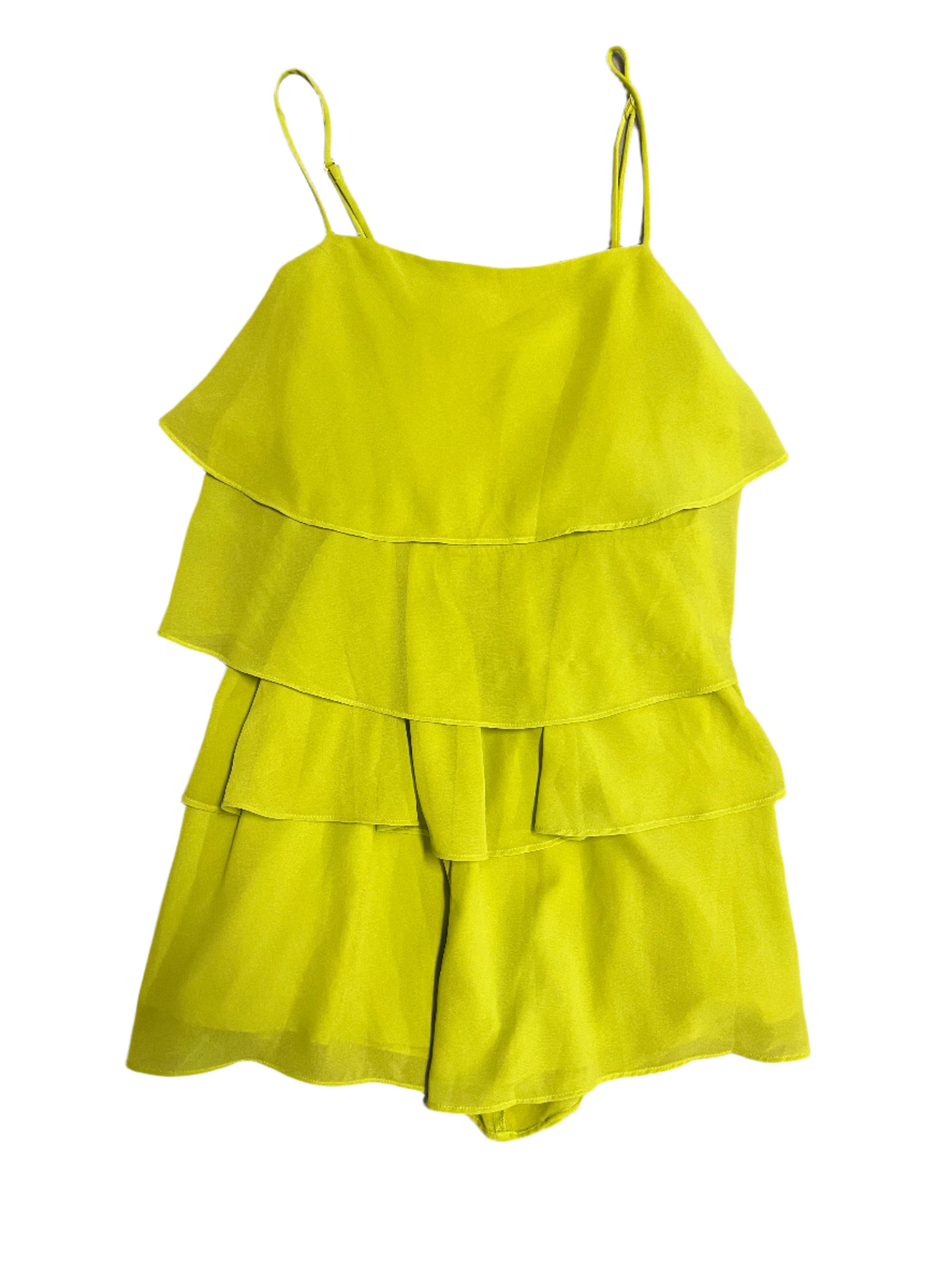 lime green Hyfe tiered short romper, L