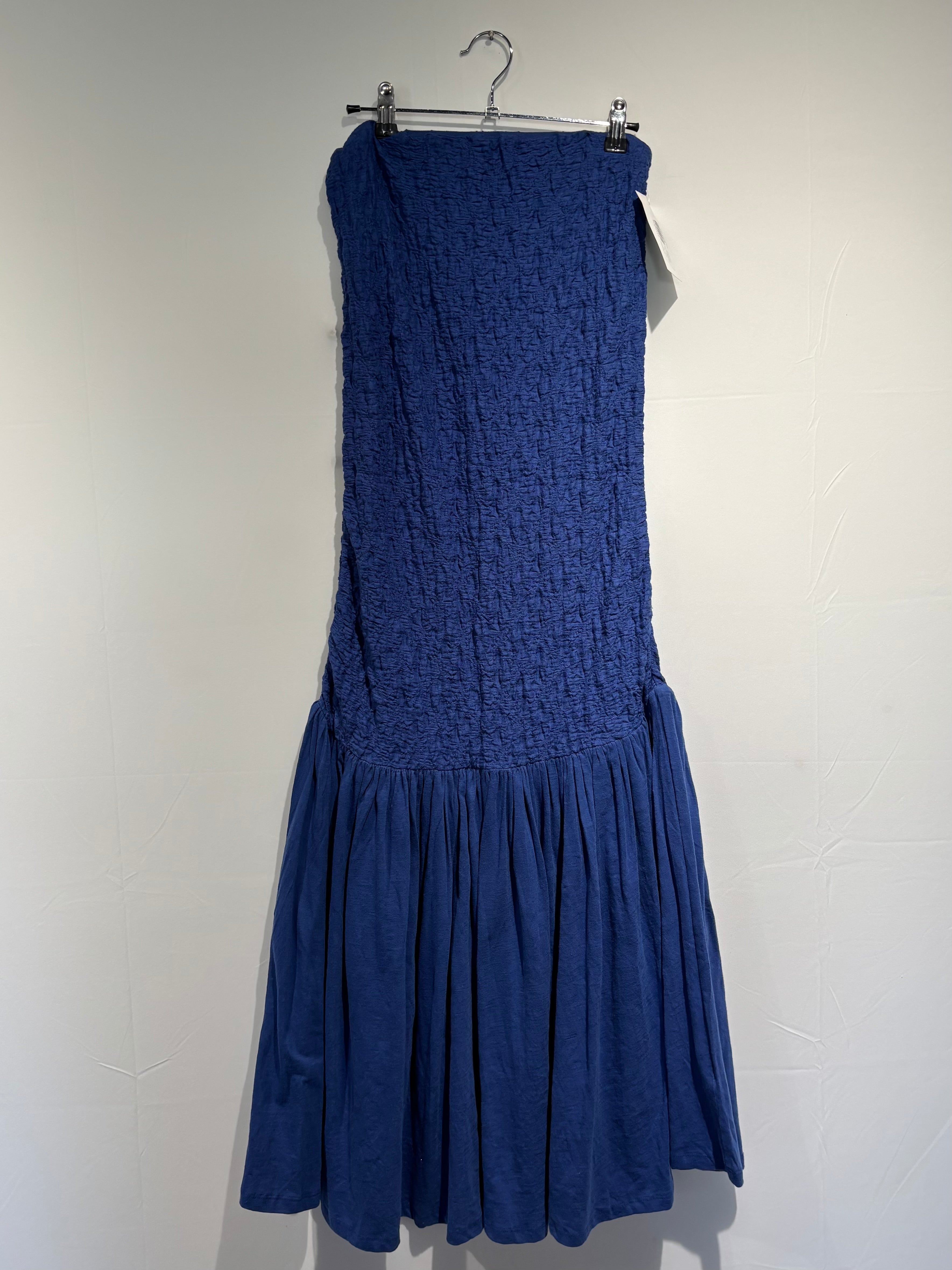 blue celandine NWT textured strapless dropwaist maxi dress, xs
