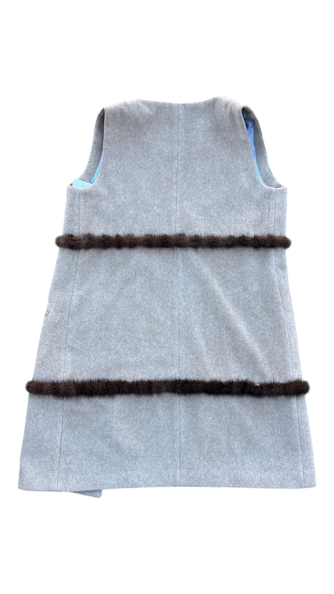 brown vilagallo wool blend vest with fur stripes, 42