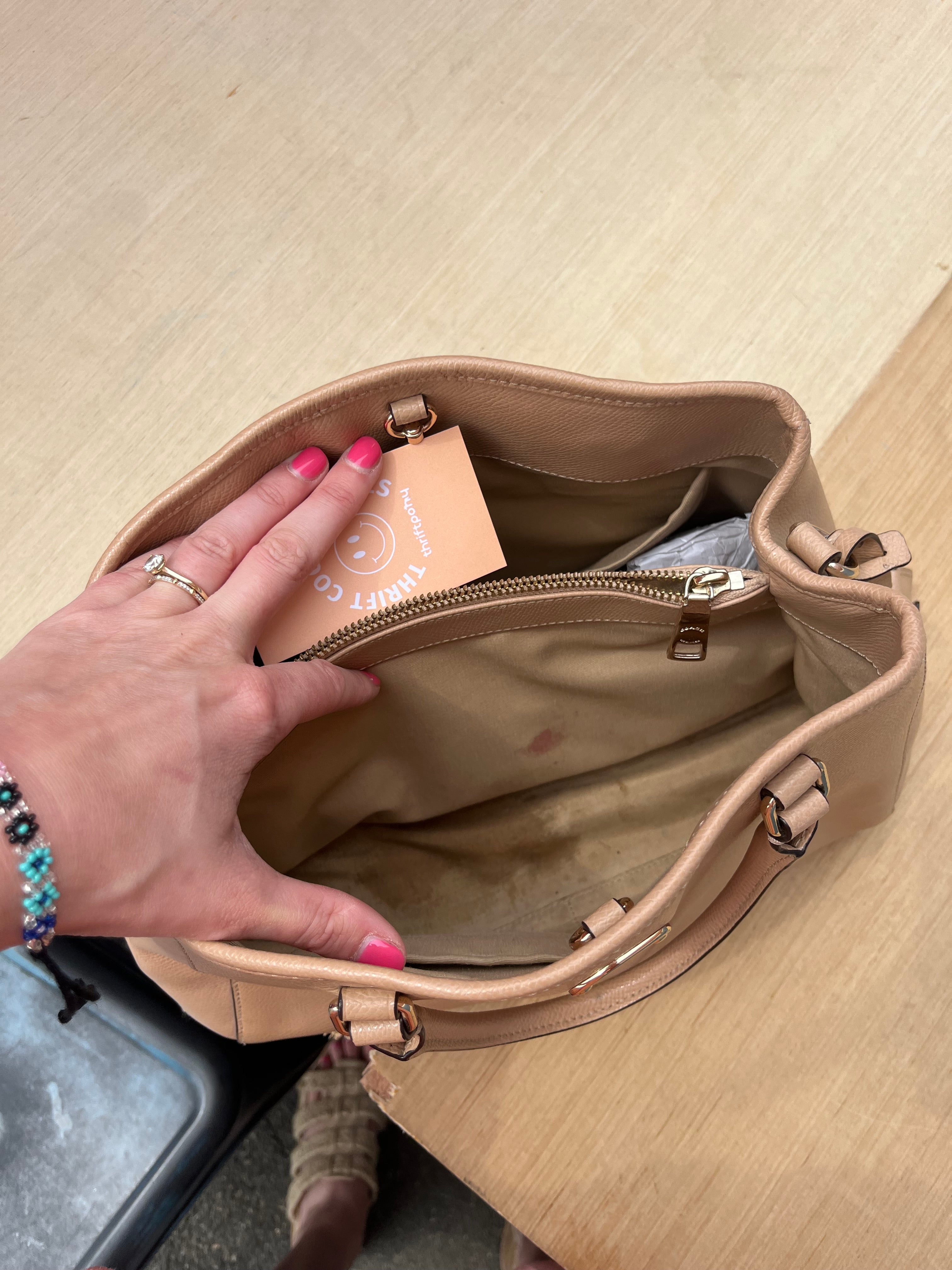 tan coach leather handbag