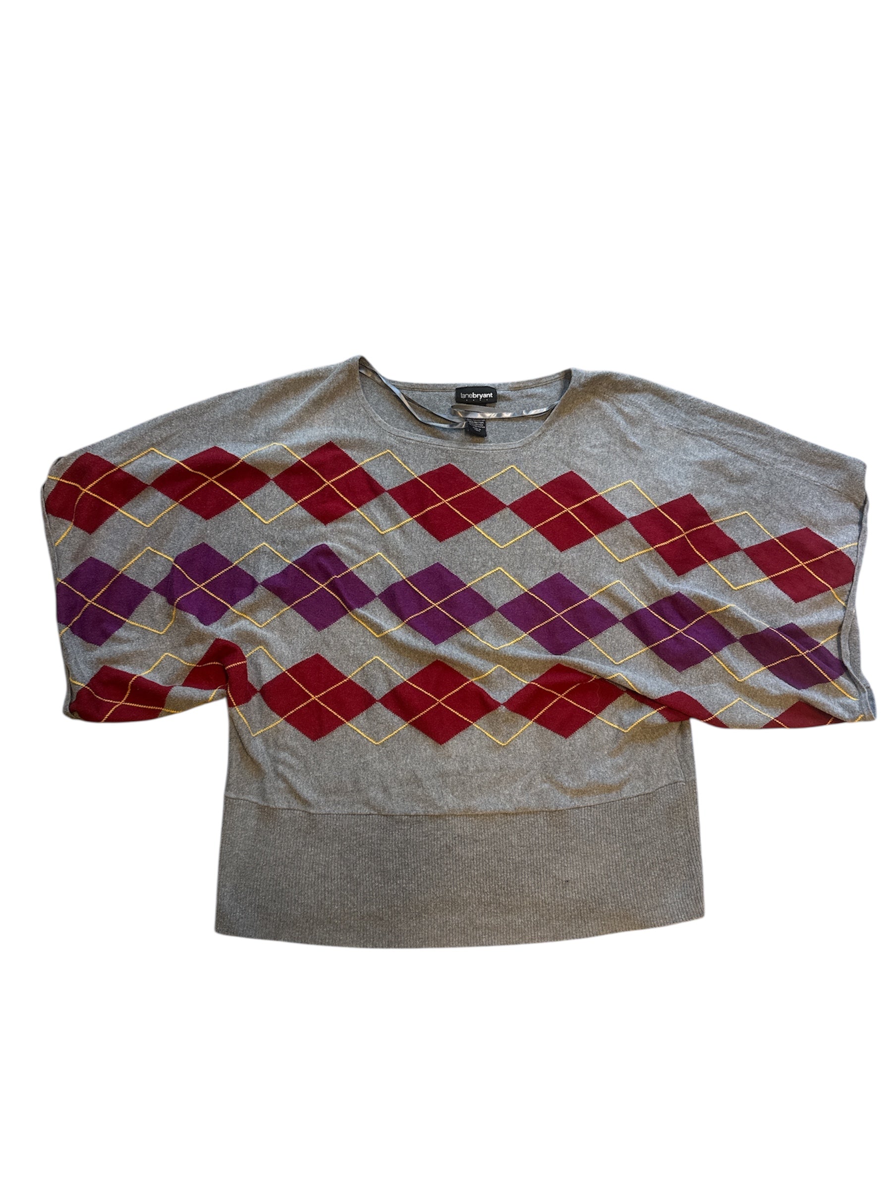 grey lane bryant argyle top, 2x