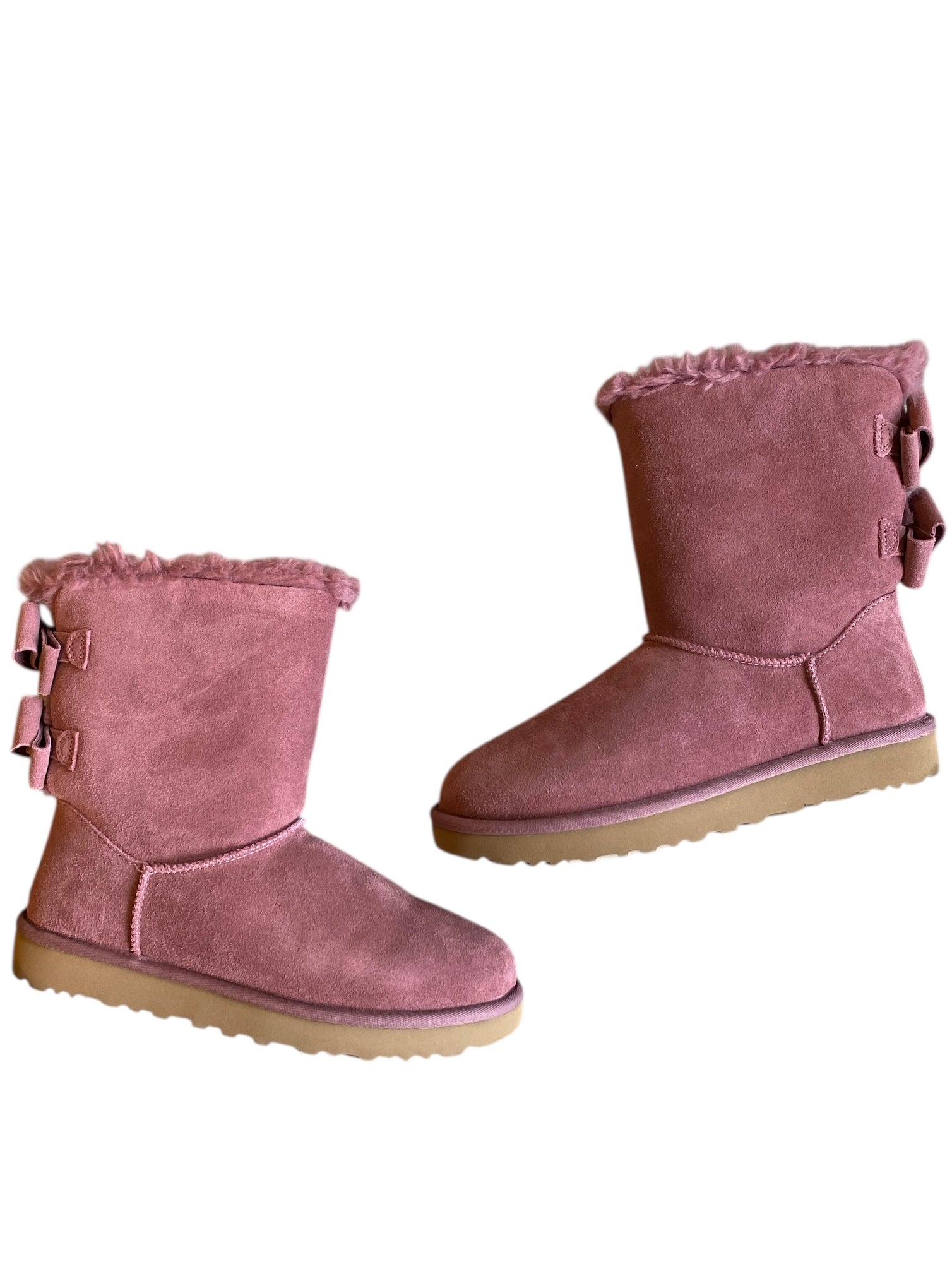 dusty pink uggs bow boots, 9