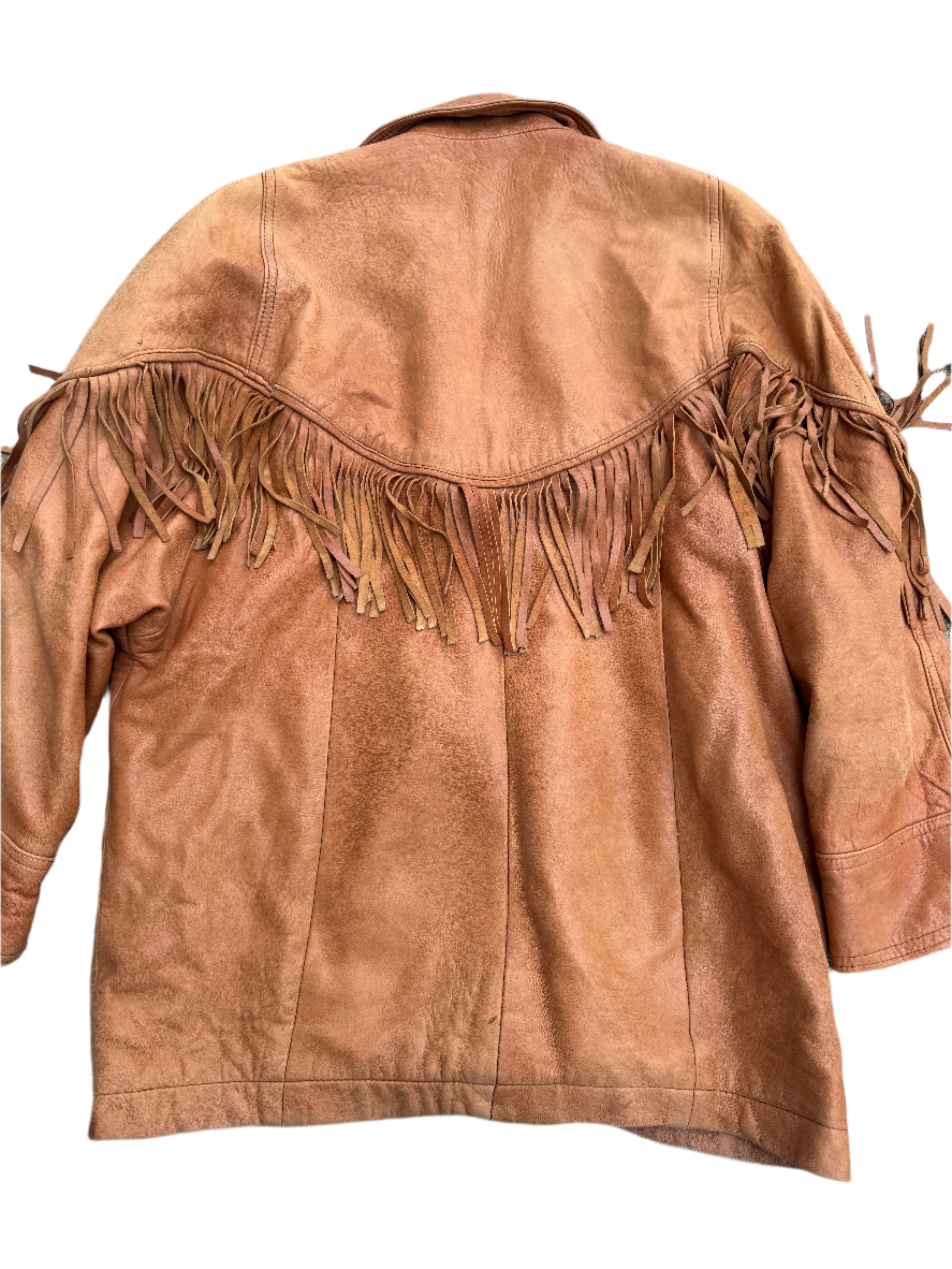Brown Alaskan ever wear Vtg fringe leather jacket, L