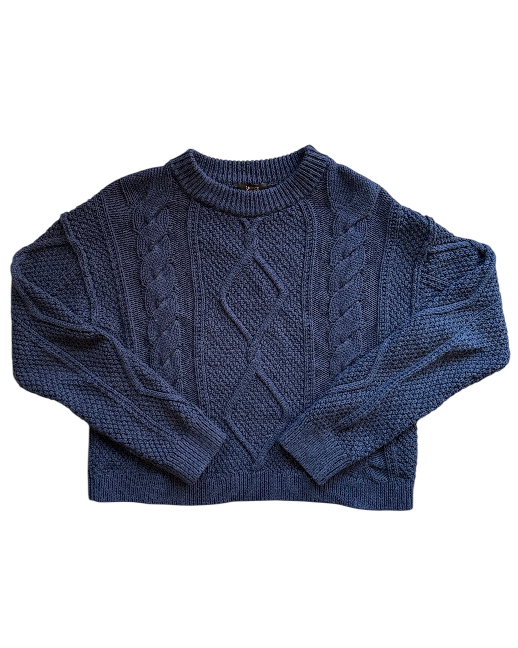 navy quince cable knit sweater, s