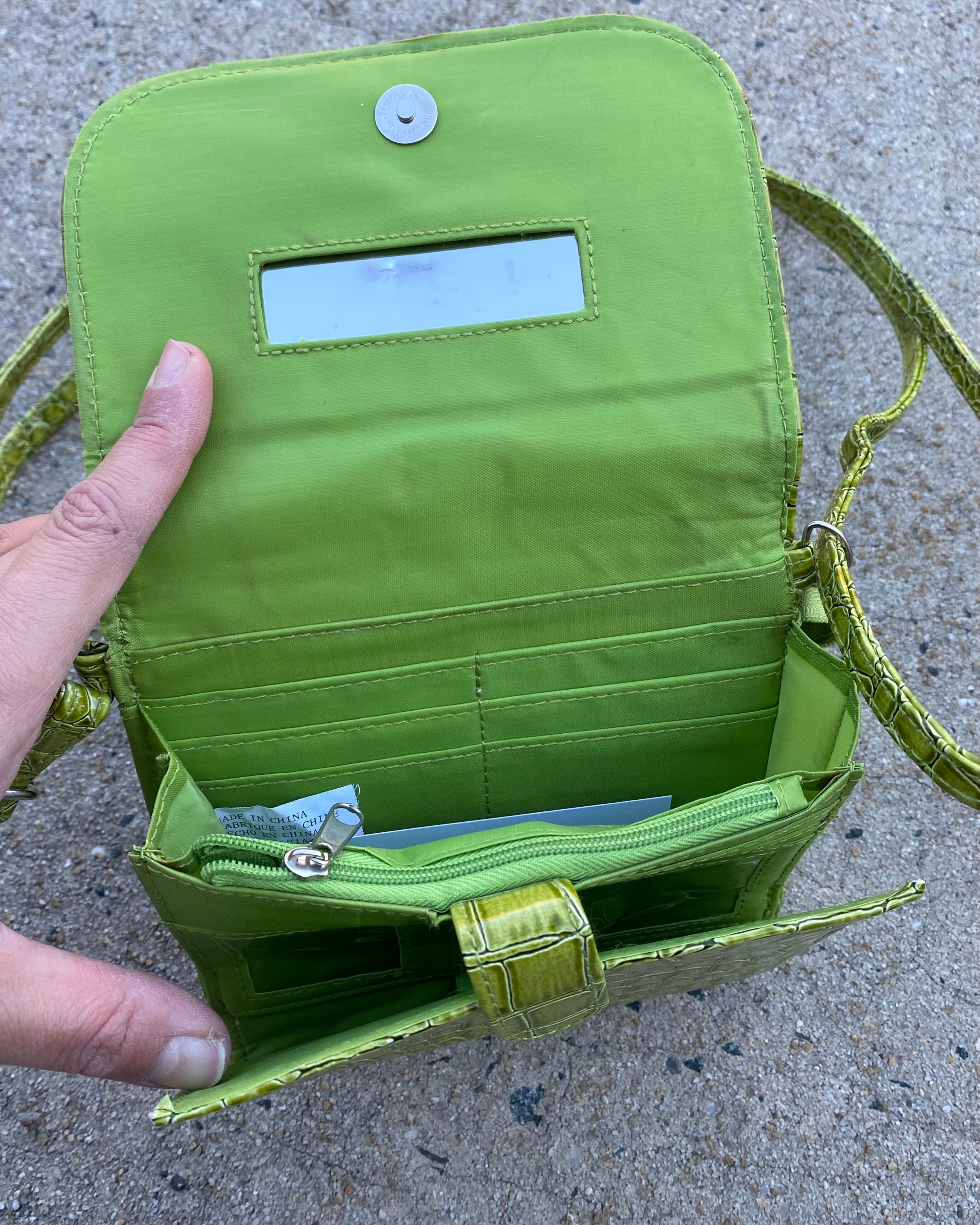green  croc crossbody