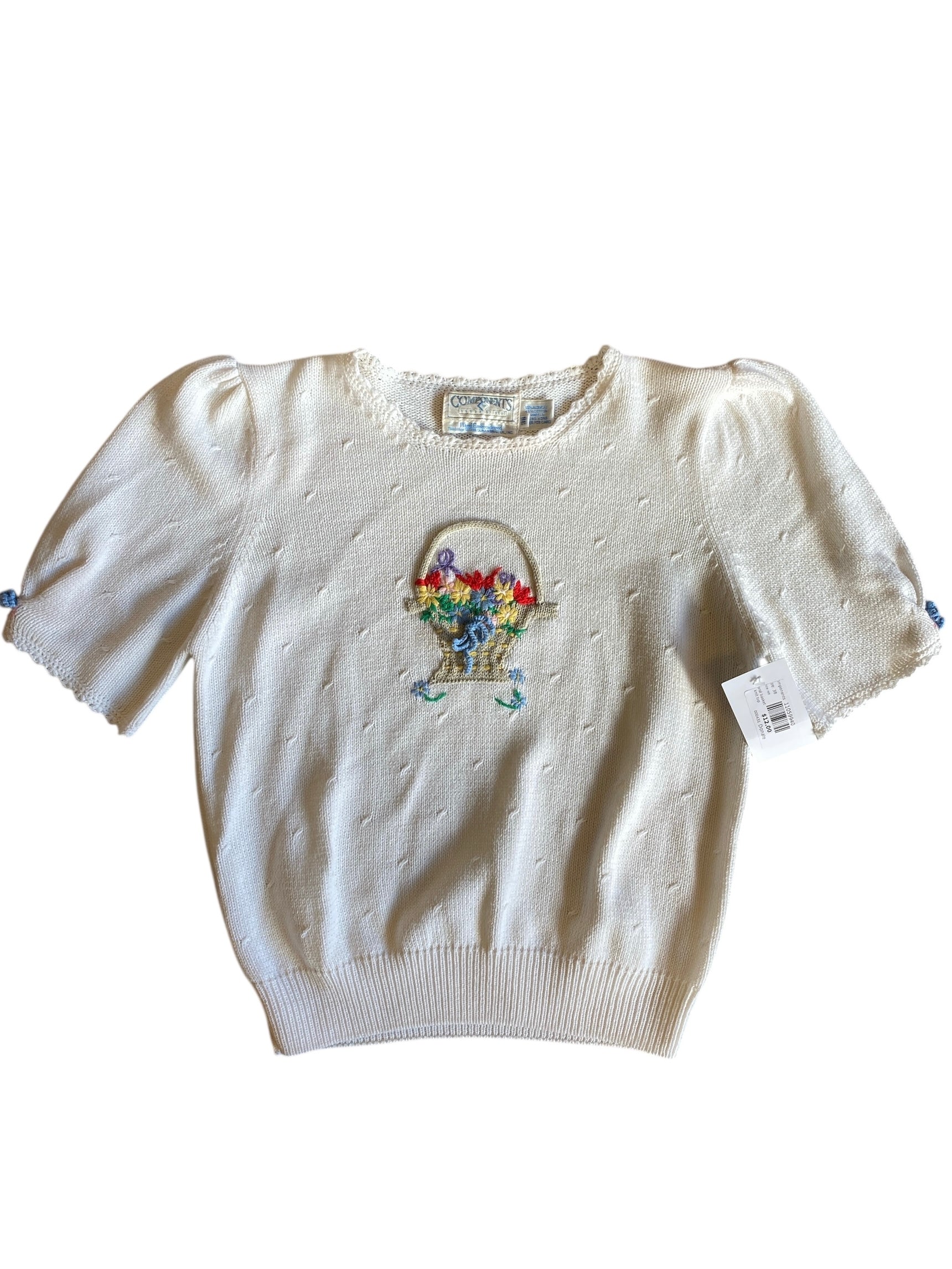 White red Components Floral basket knit top, 38