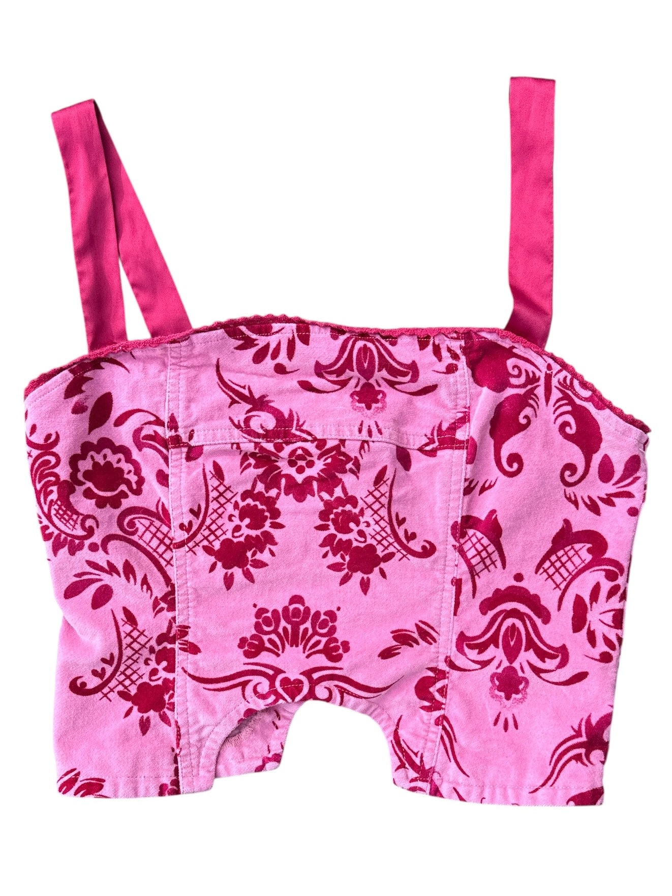 pink fuschia urban outfitters floral cropped tank, s