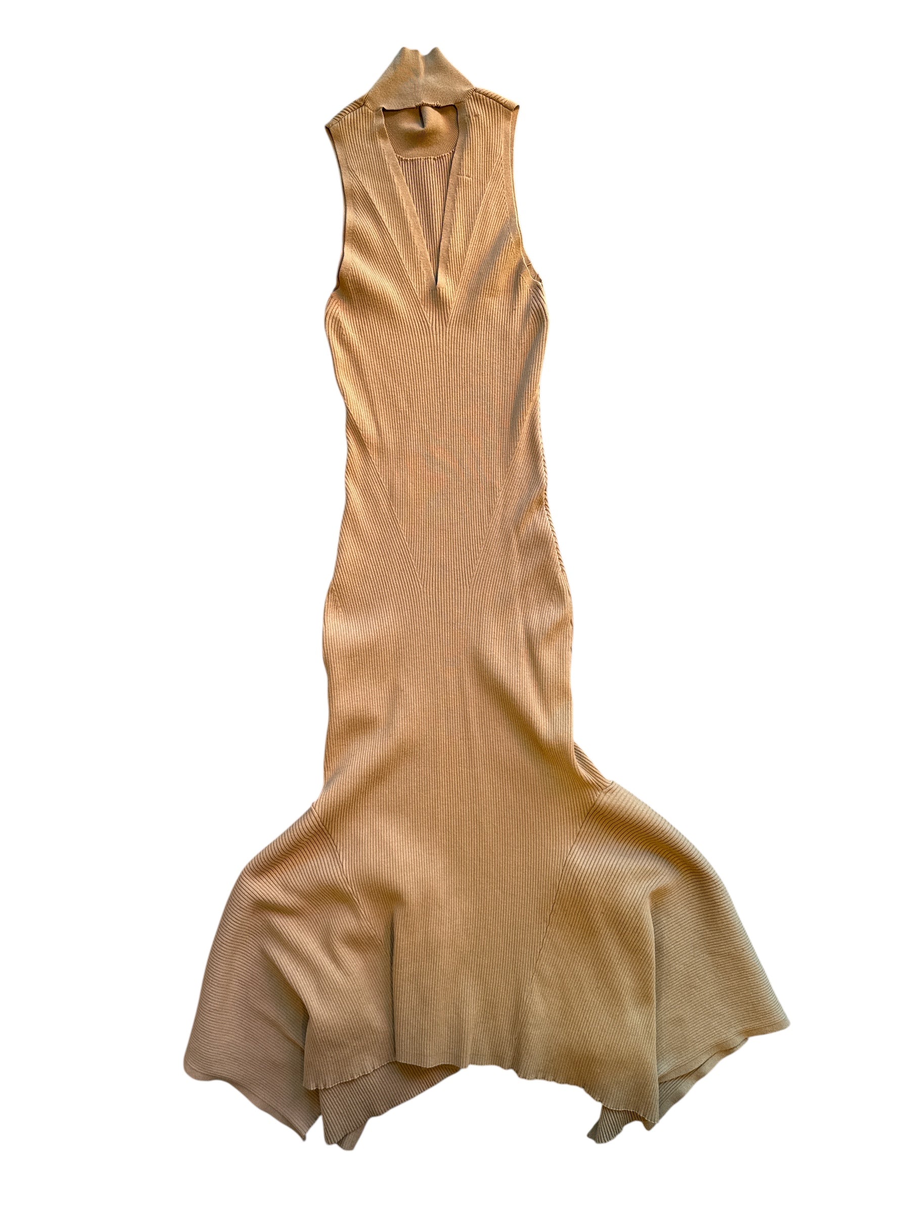 tan Anthropolgie ribbed maxi dress, Small