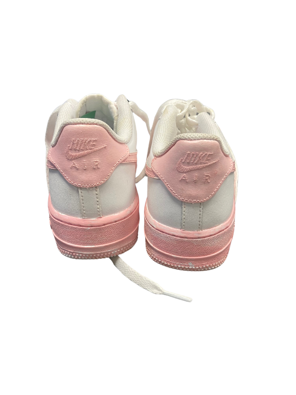 white pink painted Nike Air Force 1's, 6Y (7.5 womens)