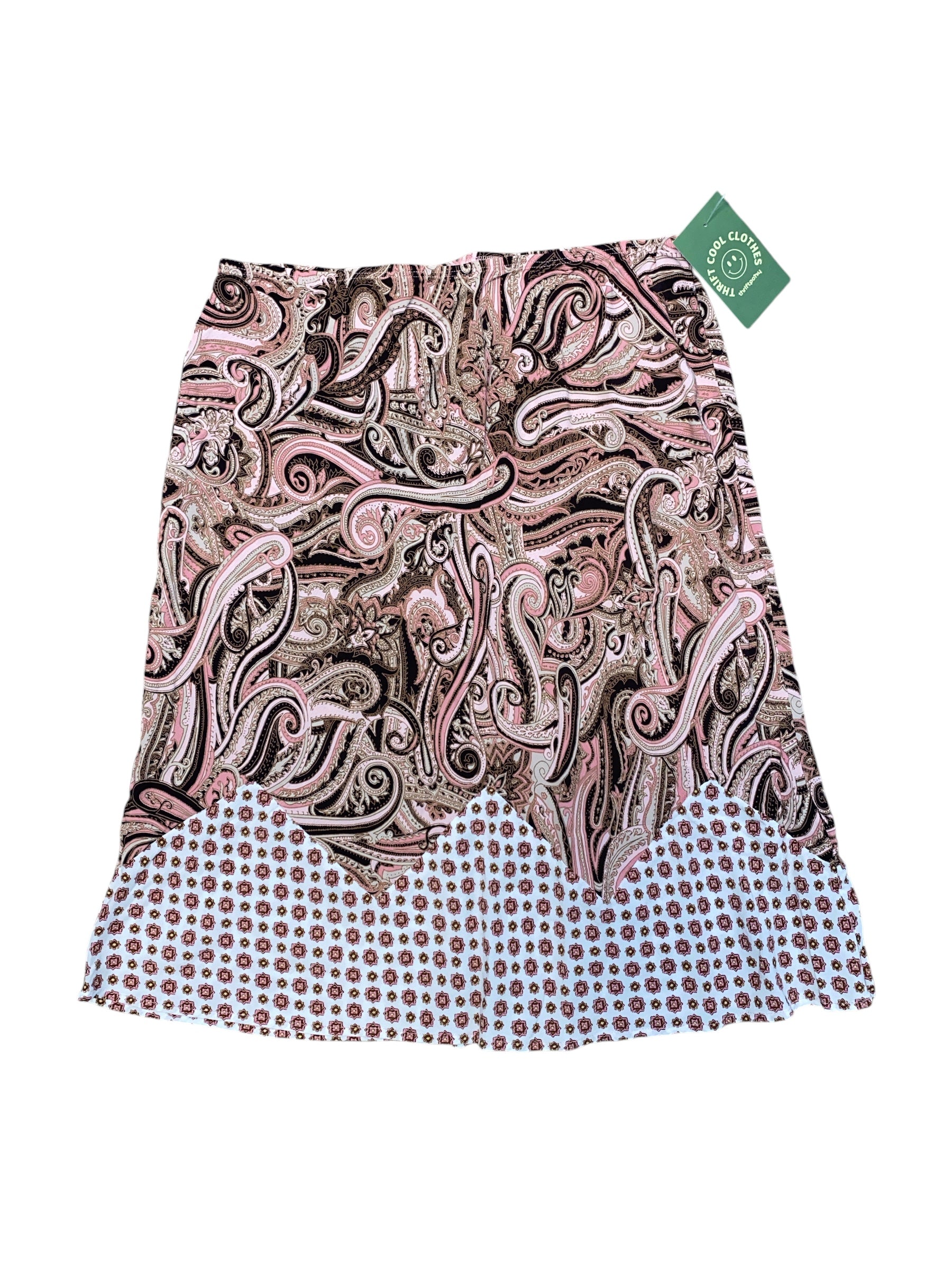 Pink brown Amorose Paisley midi skirt, M