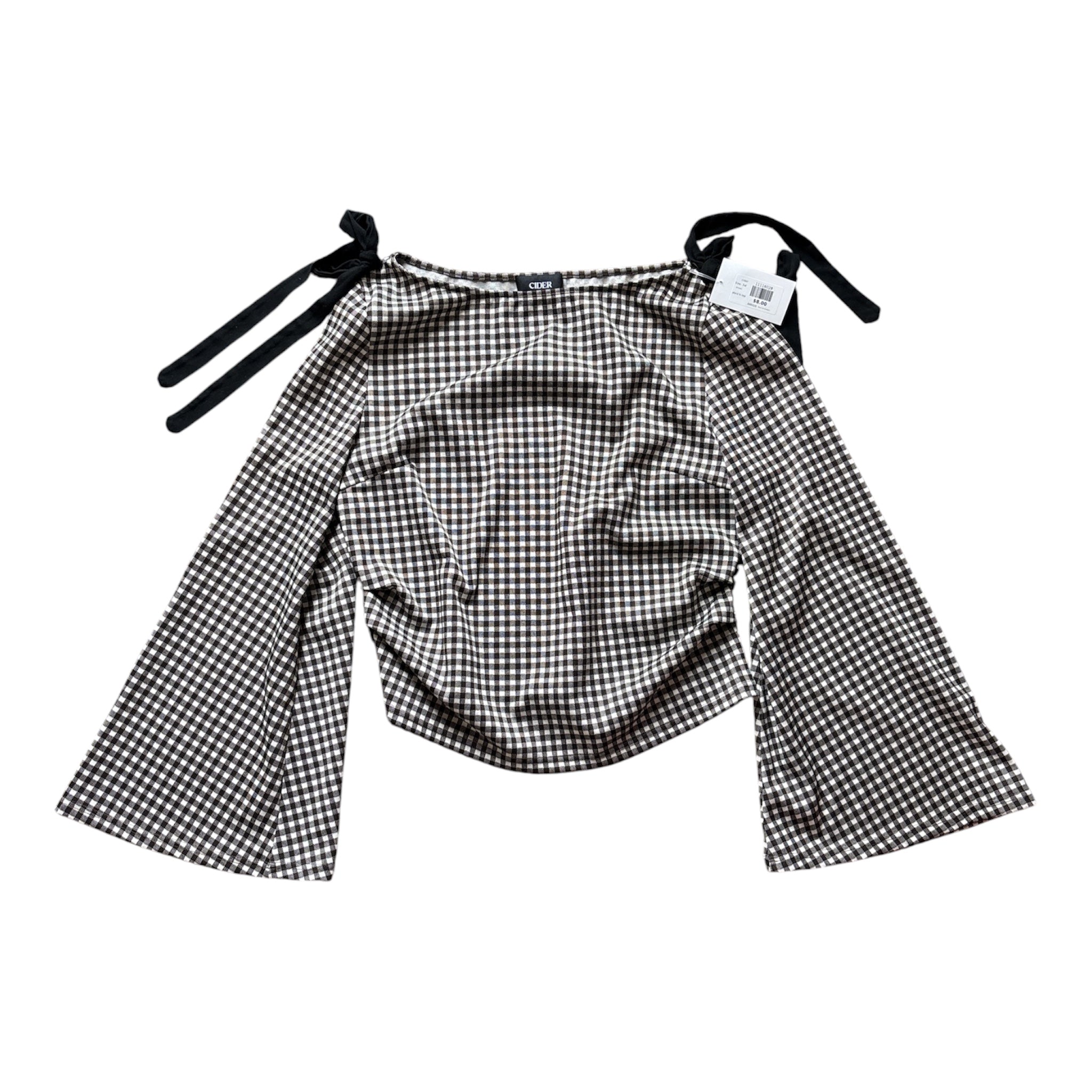 brown cider plaid ls top, 3xl