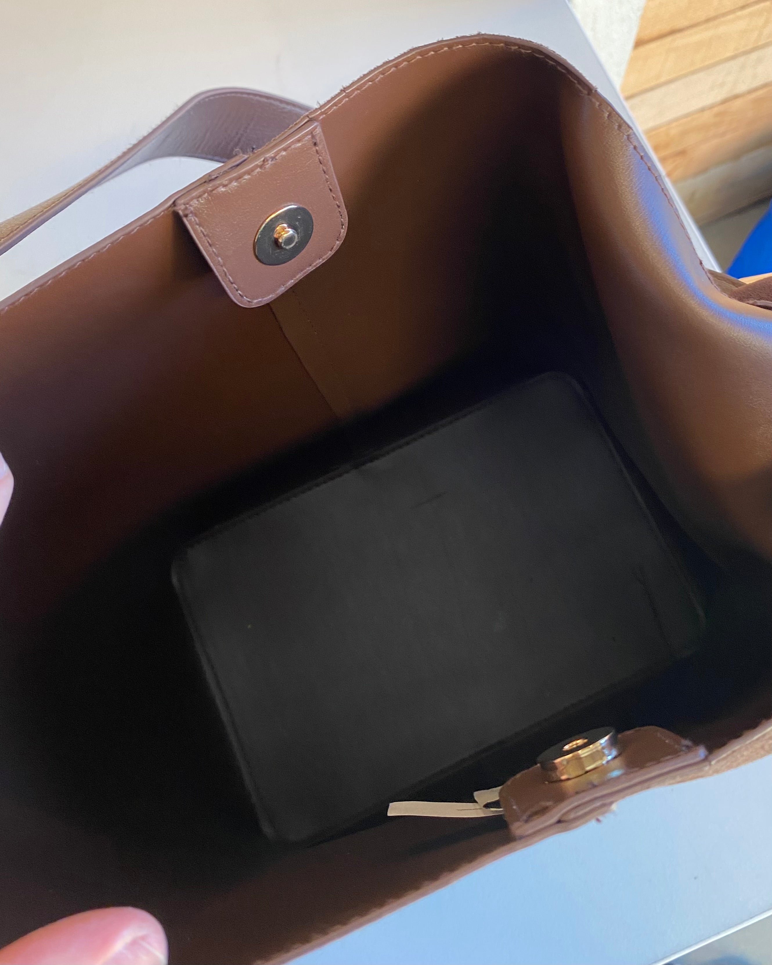 brown a new day bucket purse