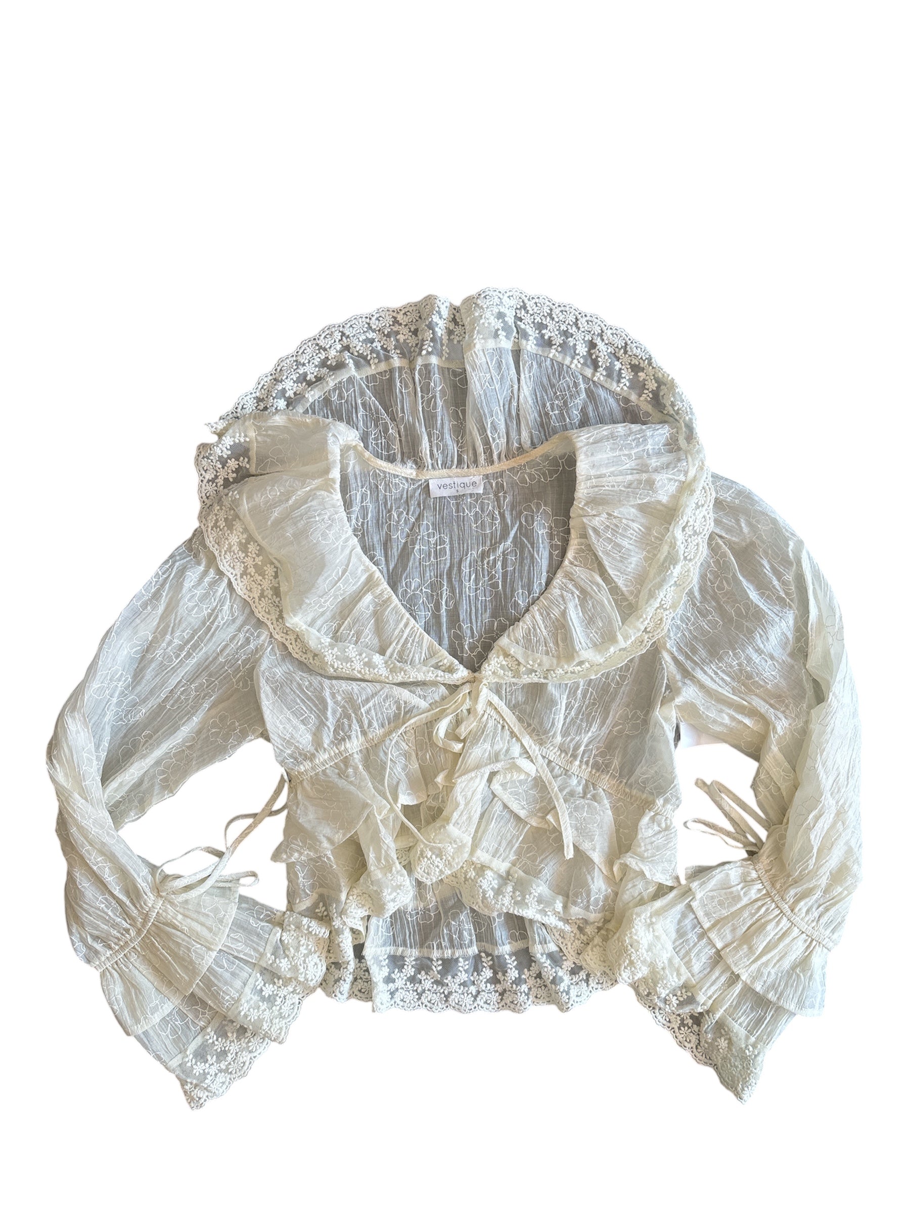 off white vestique flroal ruffle blouse, s