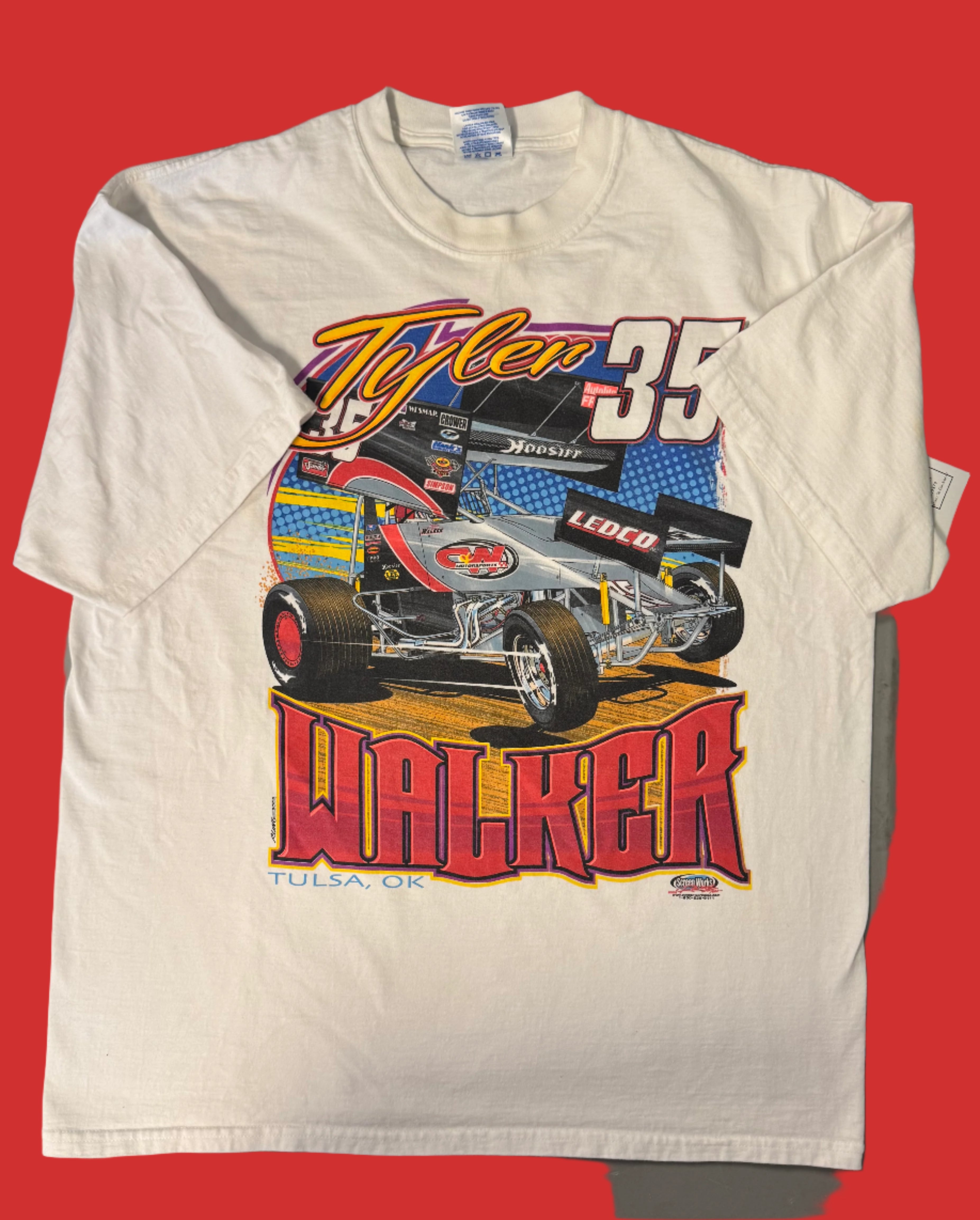 white M&O tyler walker racing tee, xl