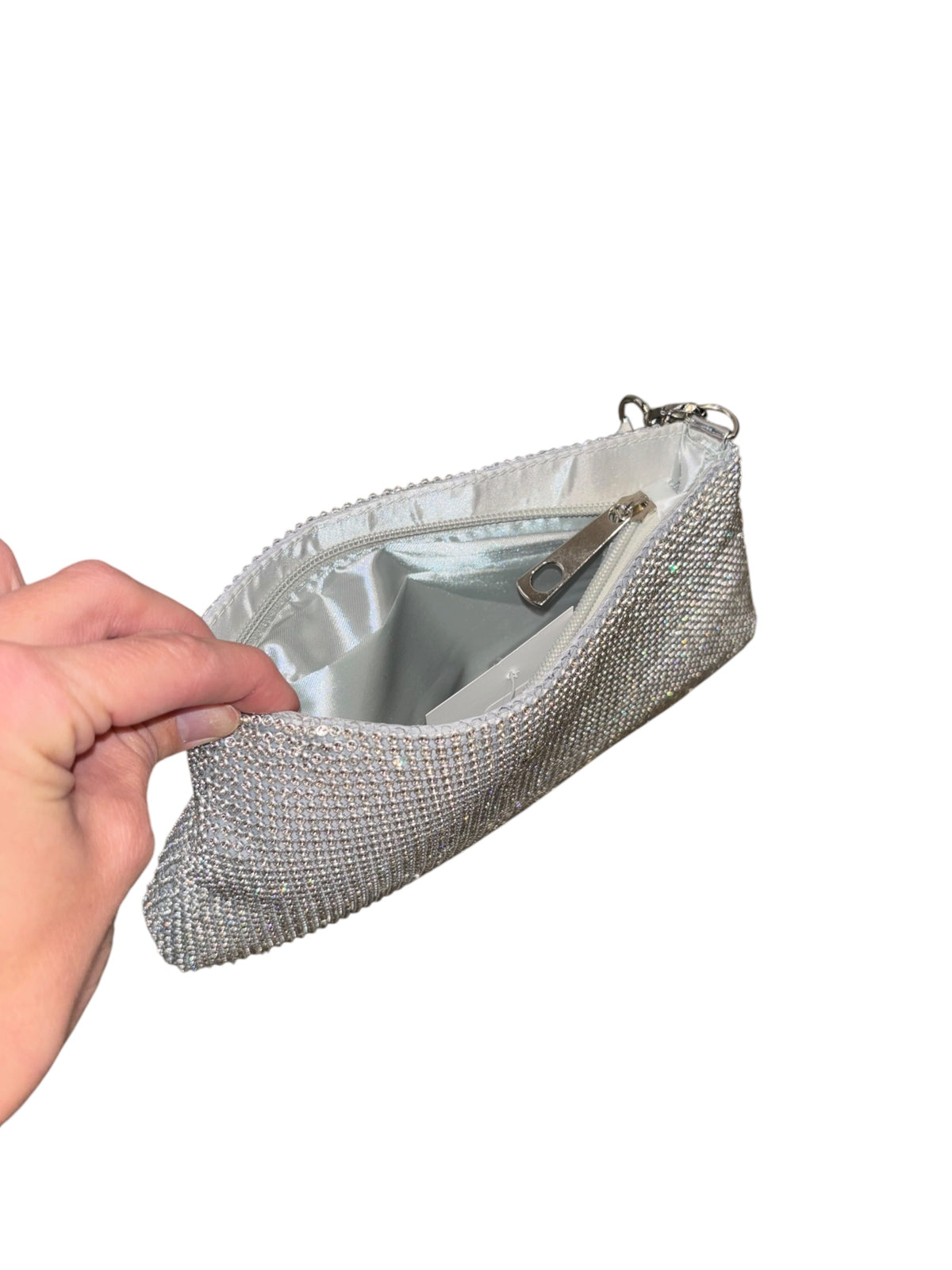 silver  bedazzled mini purse