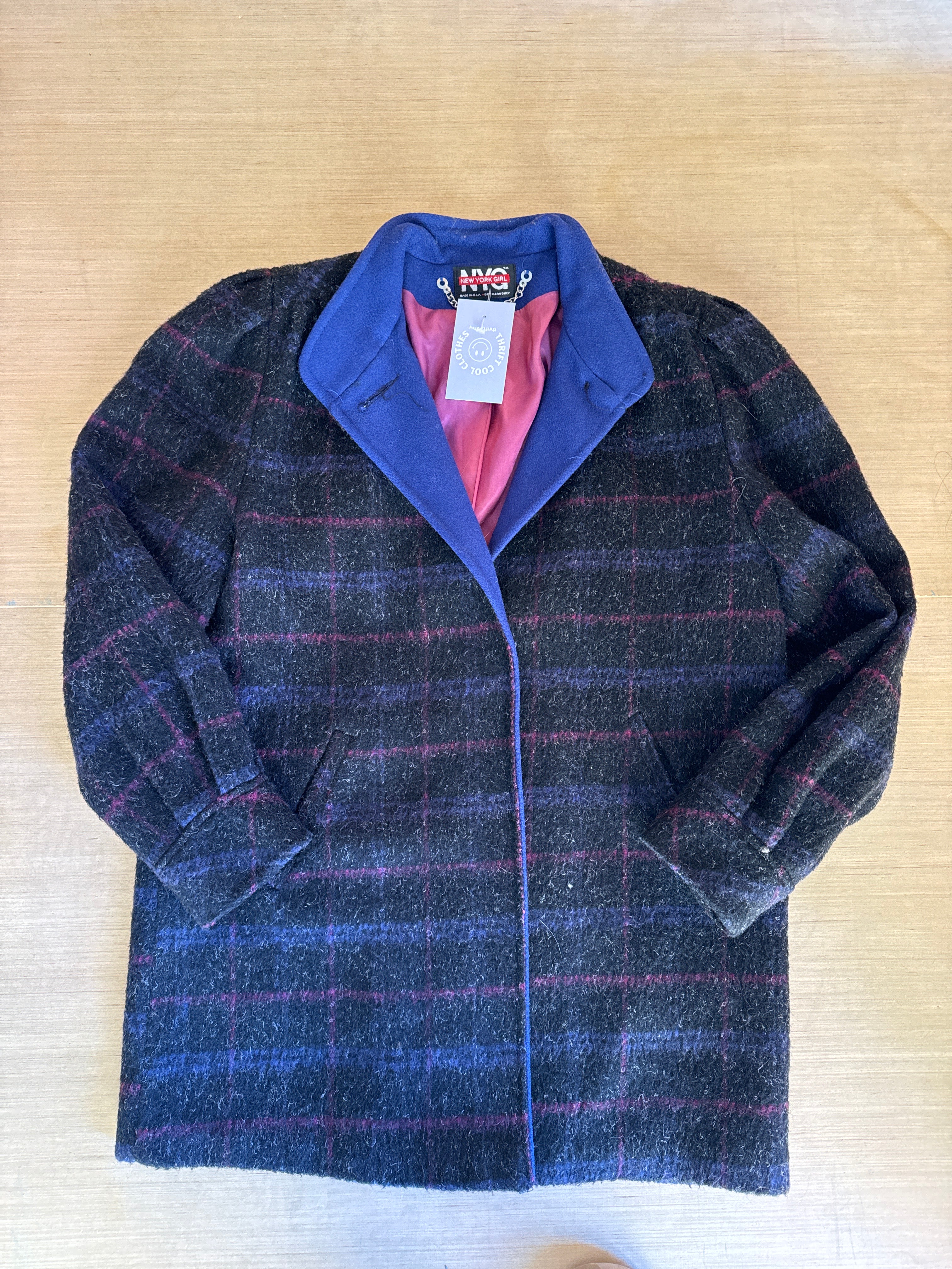 gray blue purple new york girl 80s wool jacket, 6