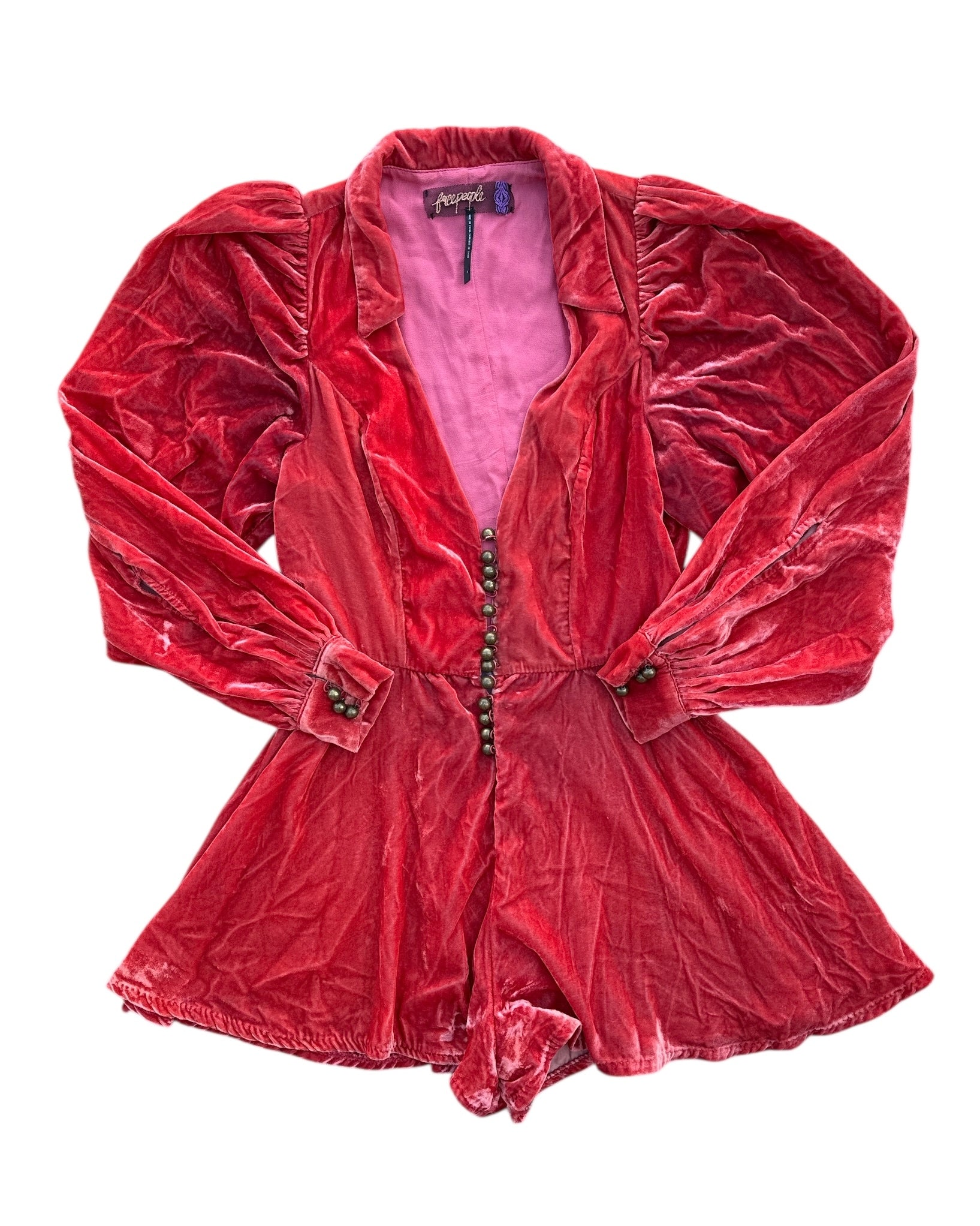 Orange Free people Velvet button down dress, 0