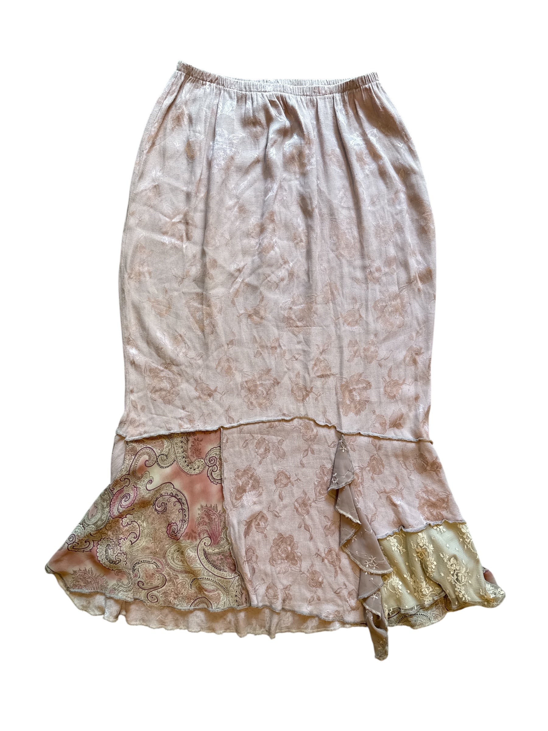 pink  floral abstract maxi skirt, 1x
