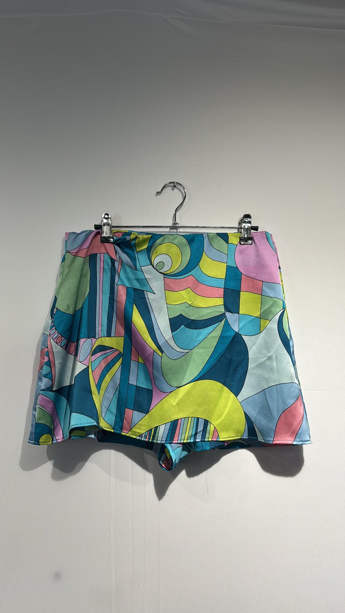 blue green show me your mumu satin retro skort, L