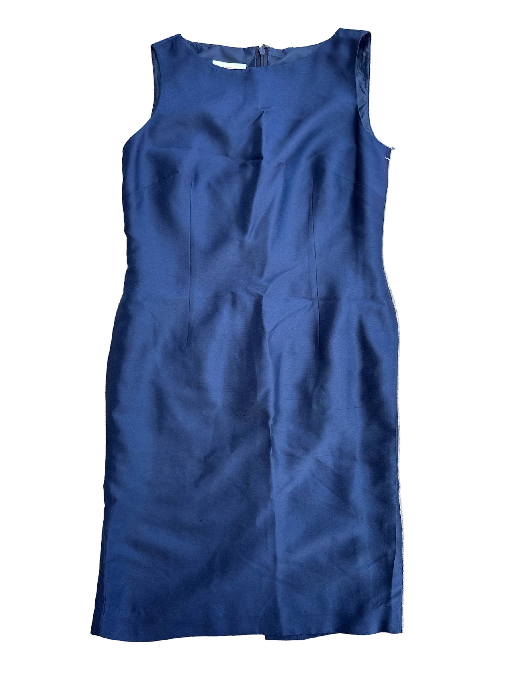 blue Talbots 100% silk shift dress, 4