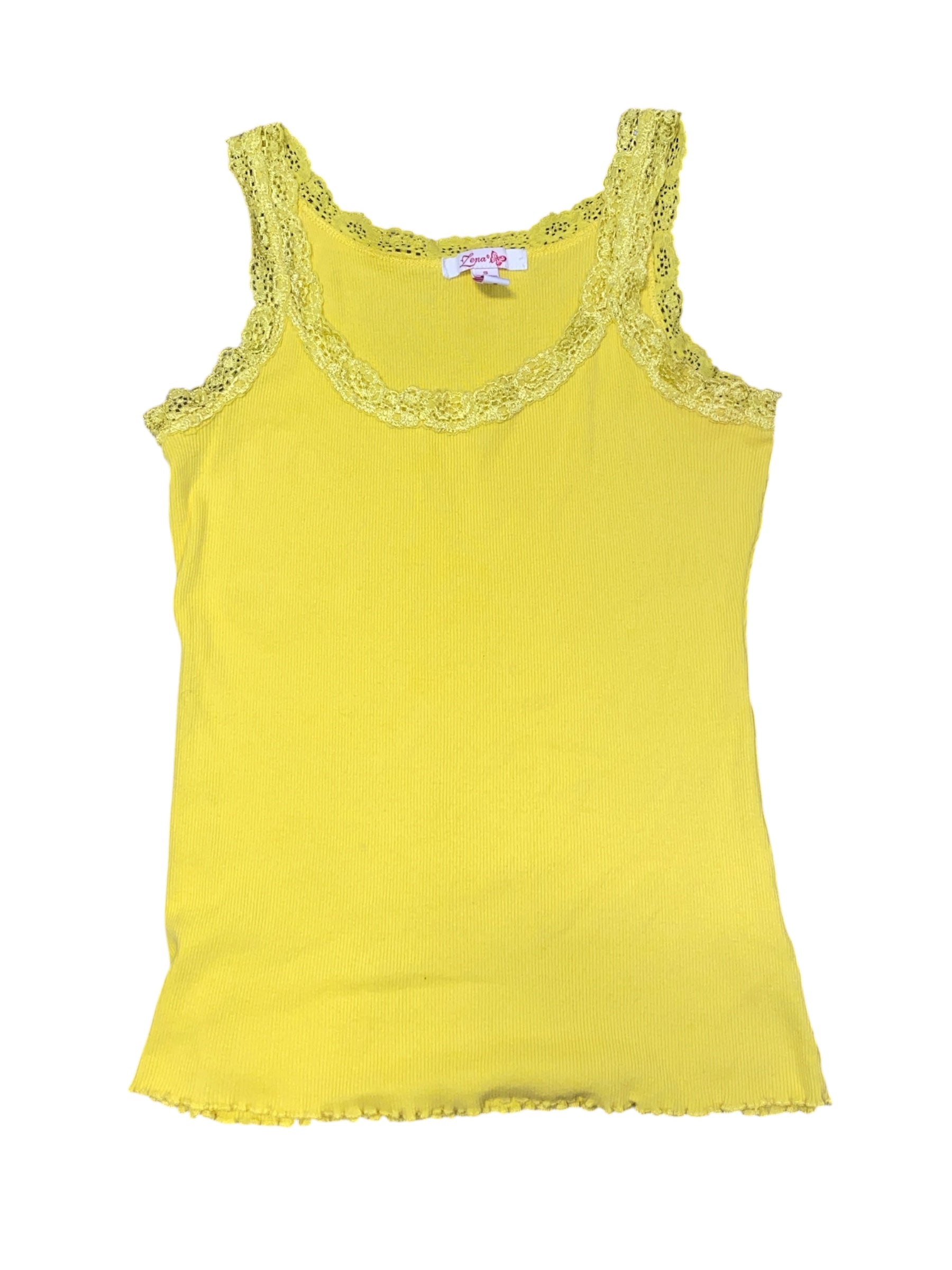 yellow Zena lacey tank top, S