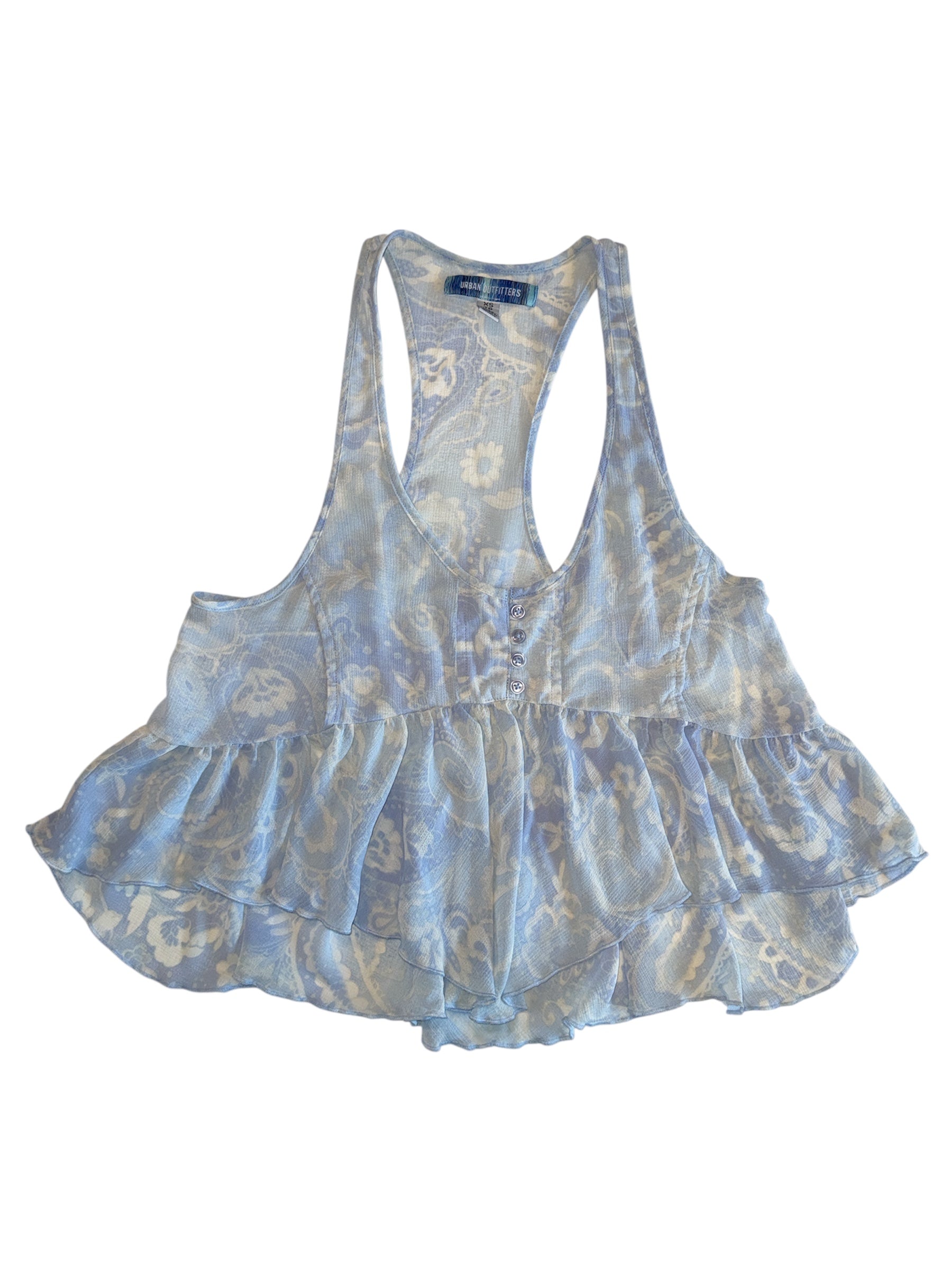 blue urban outfitters sheer paisley baby doll tank, XS