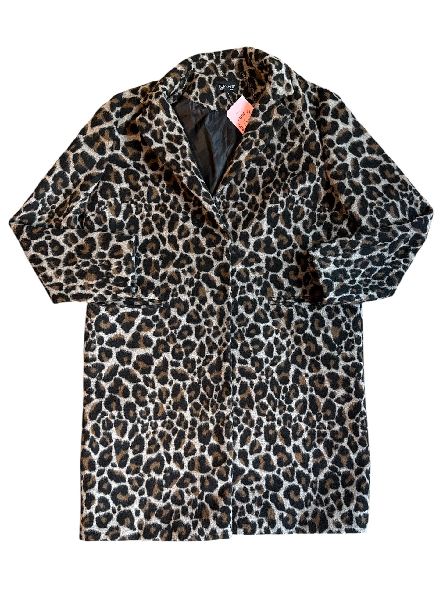 gray brown black topshop animal print coat, 10