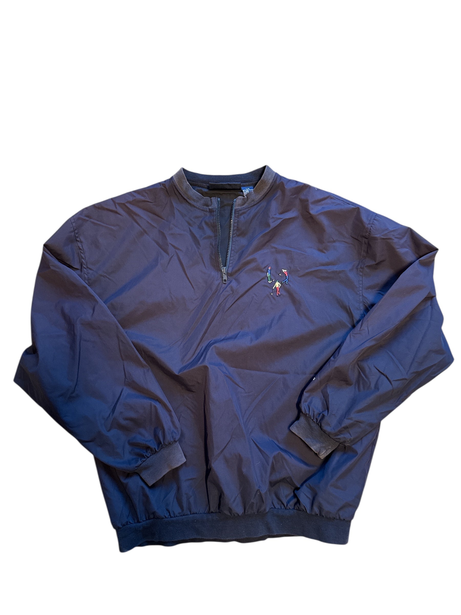 navy blue pivot rules golf windbreaker, L