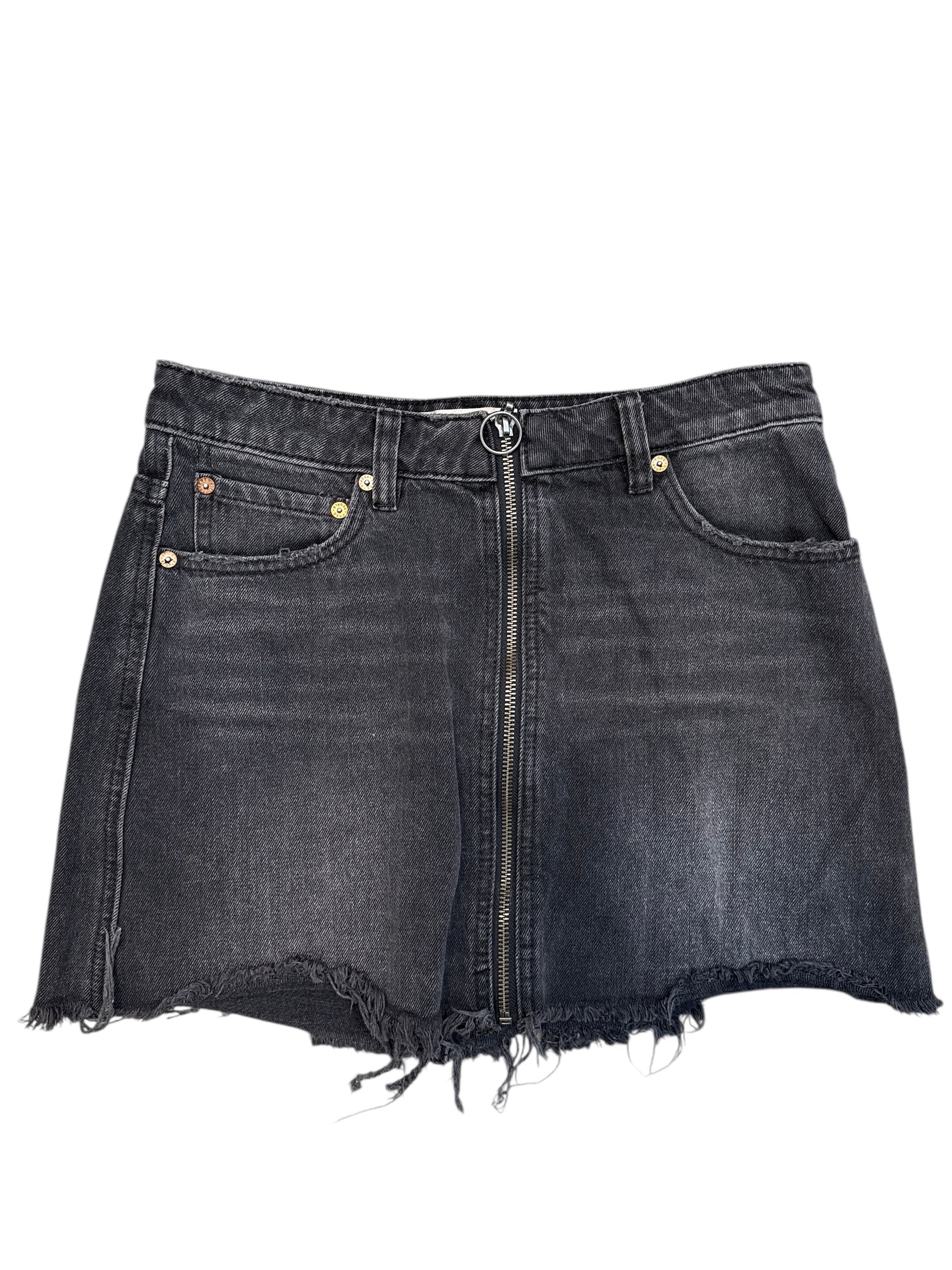 Black Free people Denim zip up mini skirt, 27