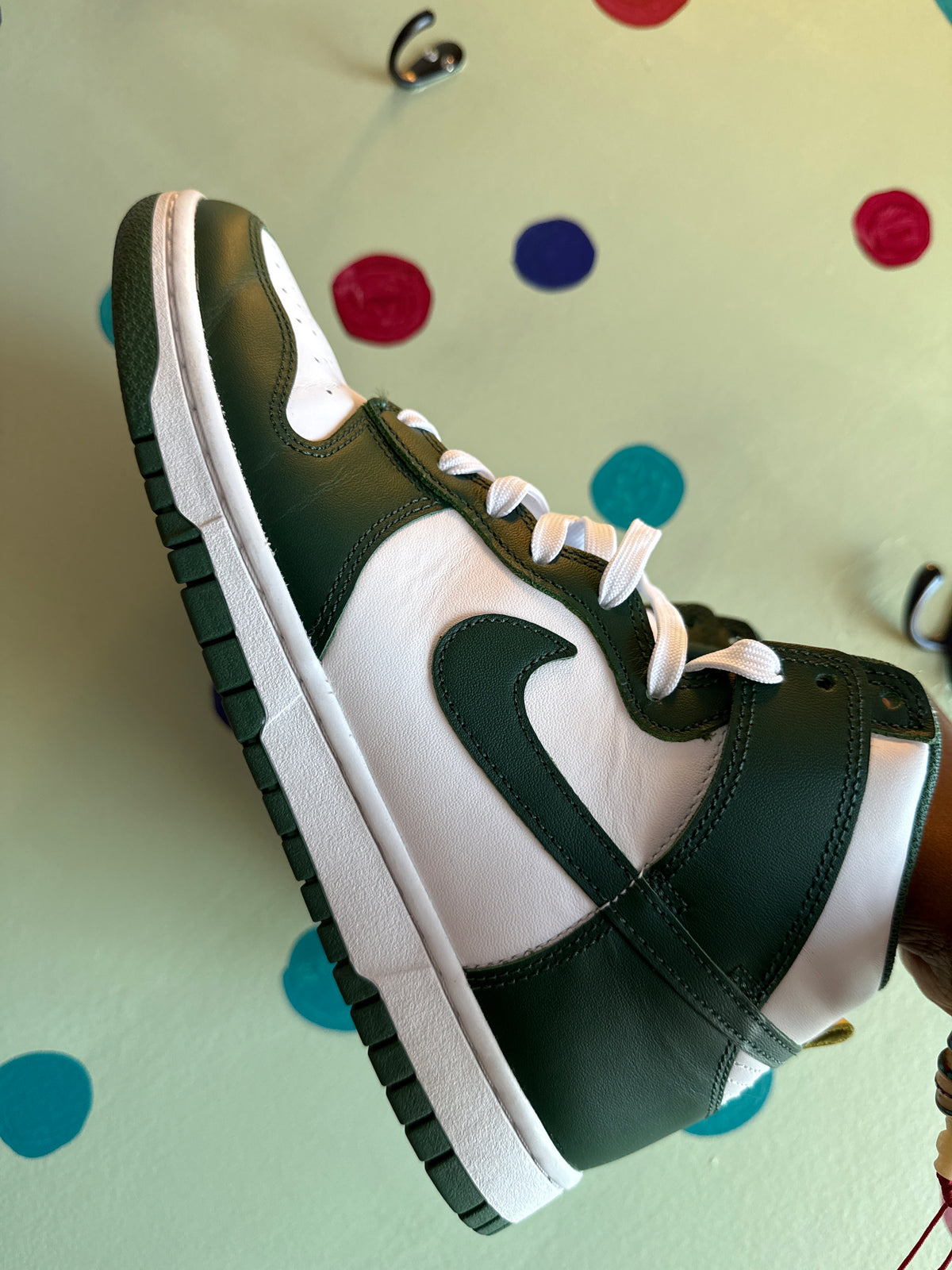 green white nike palamino high top sneakers, m8.5