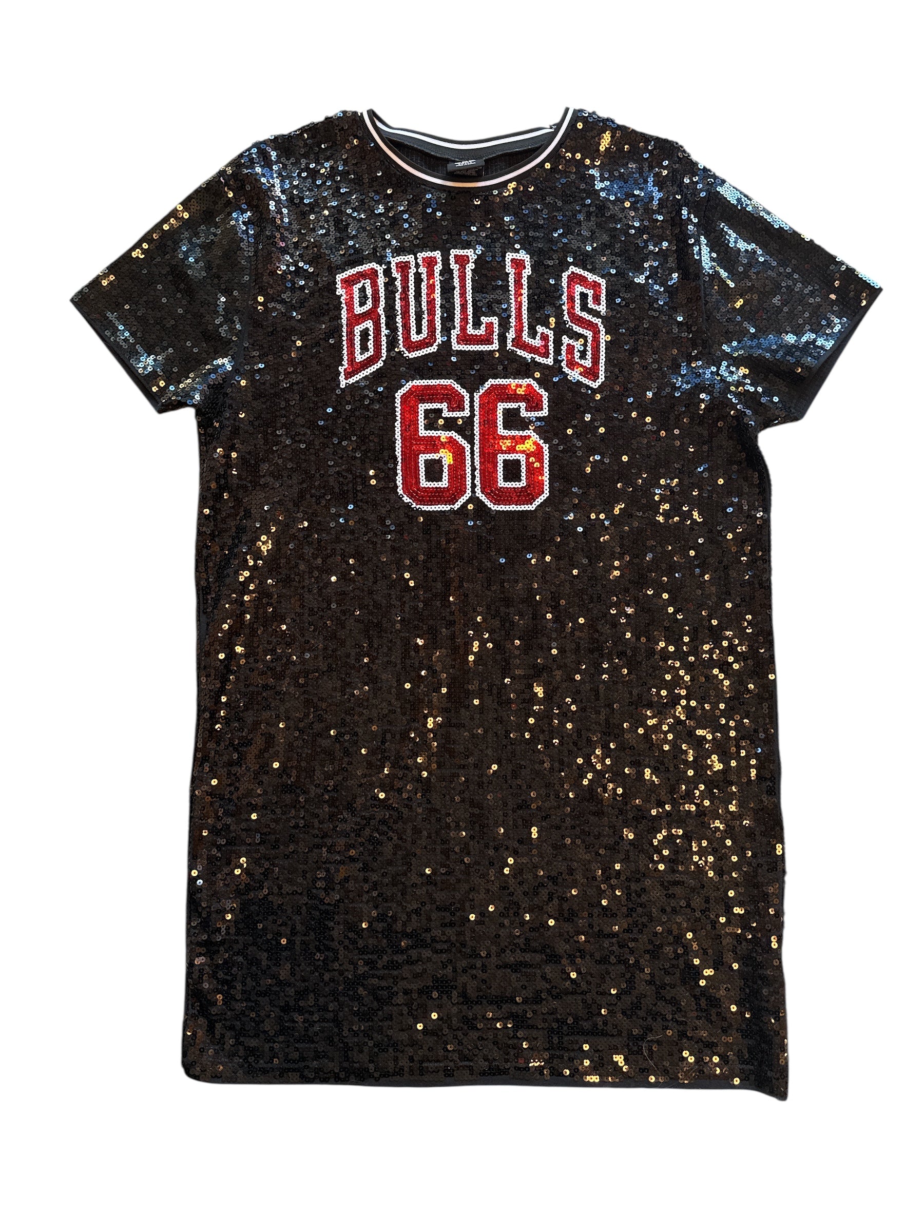 black red unk bulls ss sequined dress, s