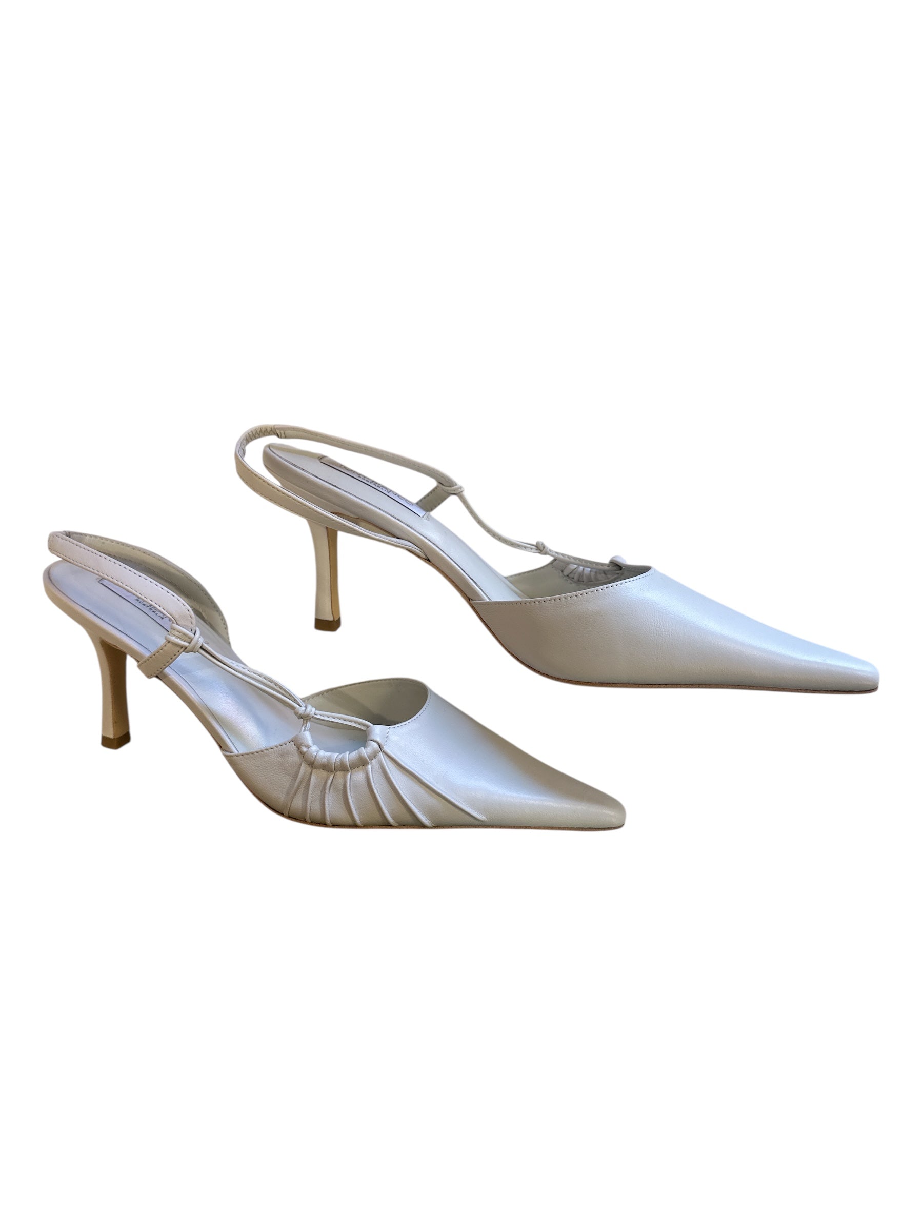White Tony blanco Leather pointy kitten heels, 9