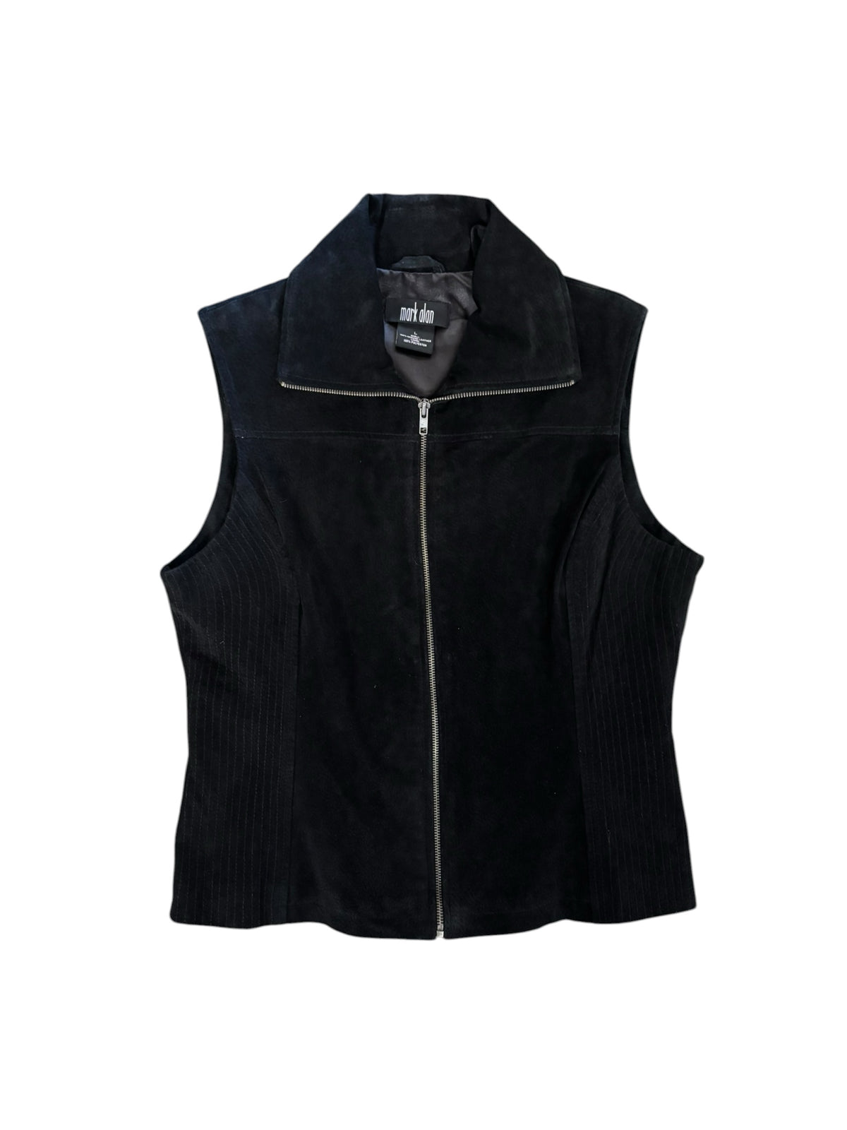 Black Mark alan Leather zip up vest, L