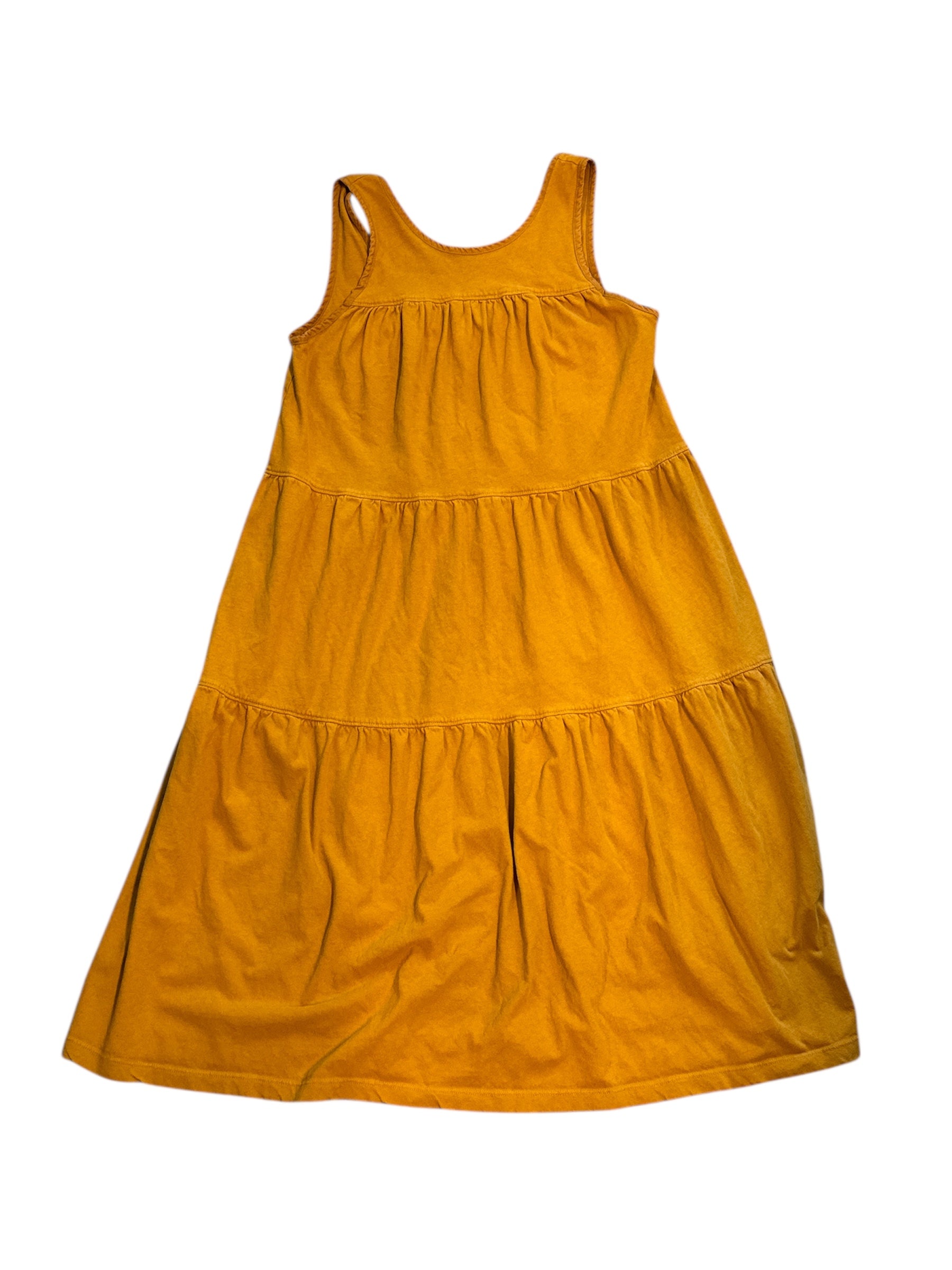 yellow everlane tiered midi dress, s