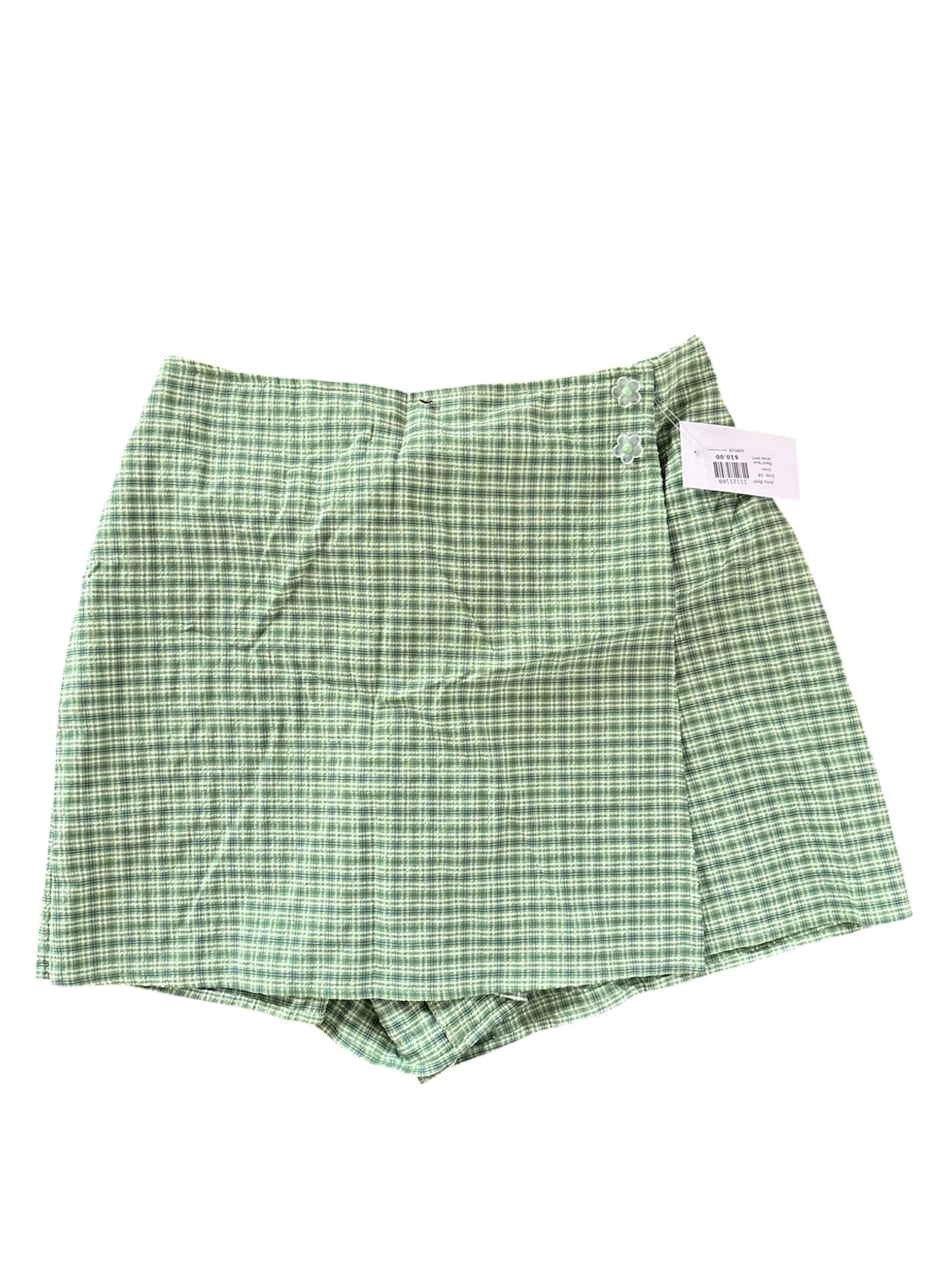 Green Amy Byer Plaid faux wrap skirt, 18