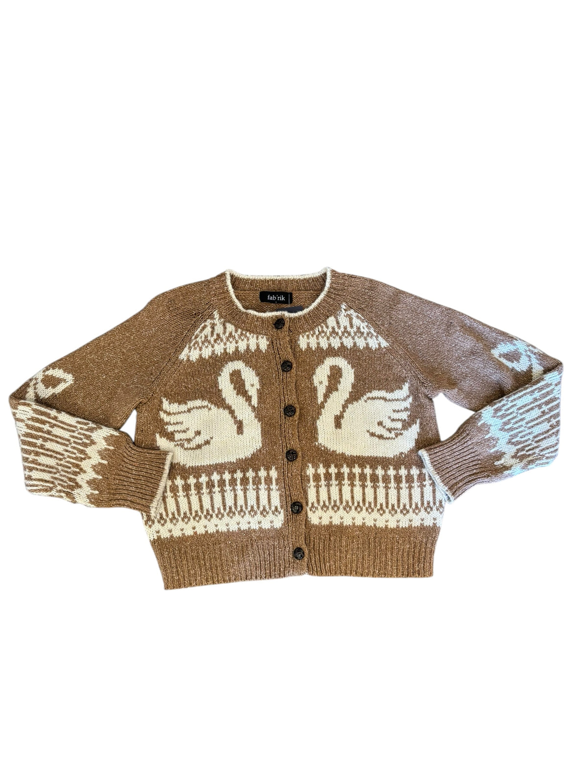 brown cream fabrik swan cardigan, L