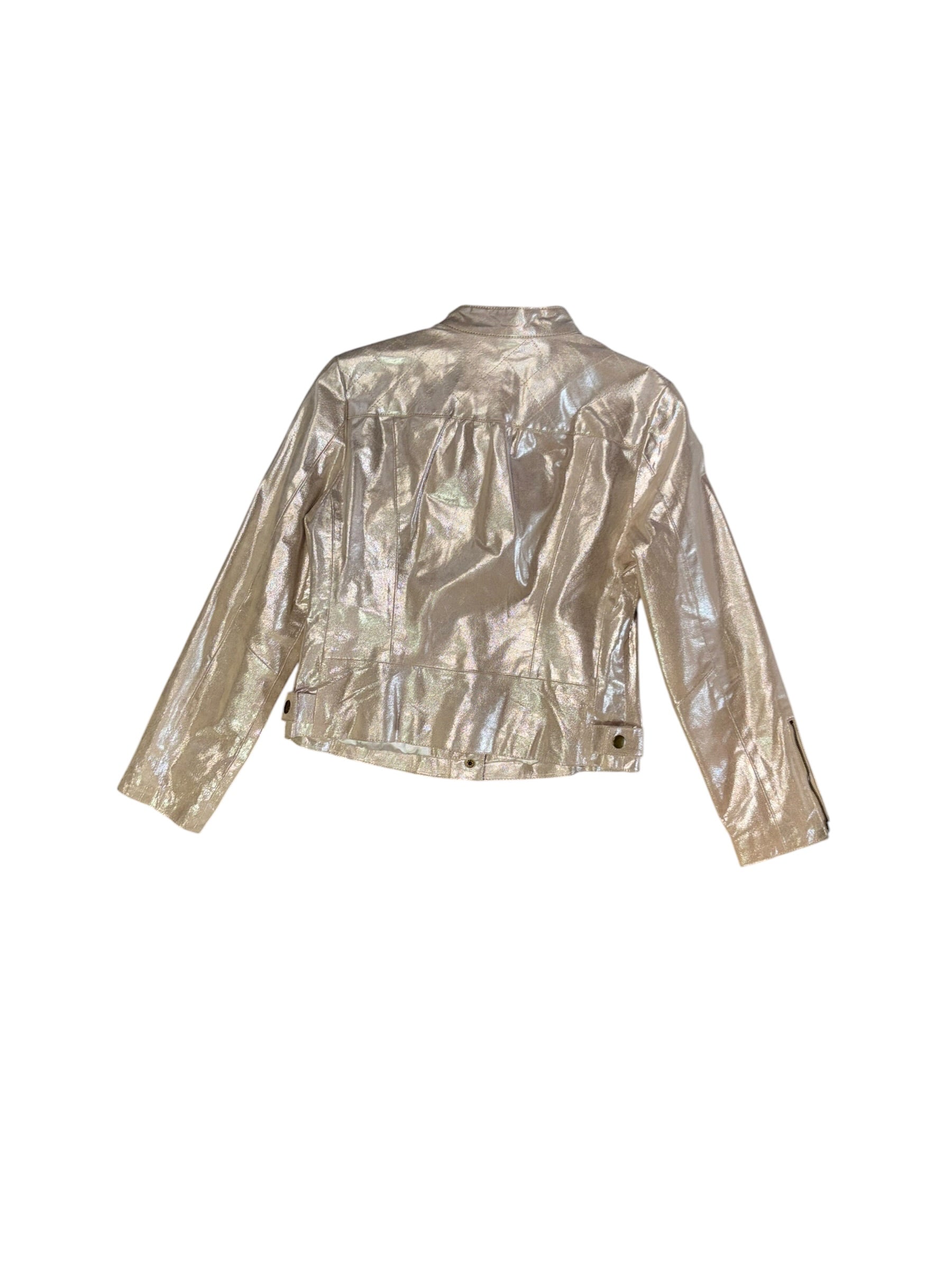 gold live a little 100% leather bomber jacket, M